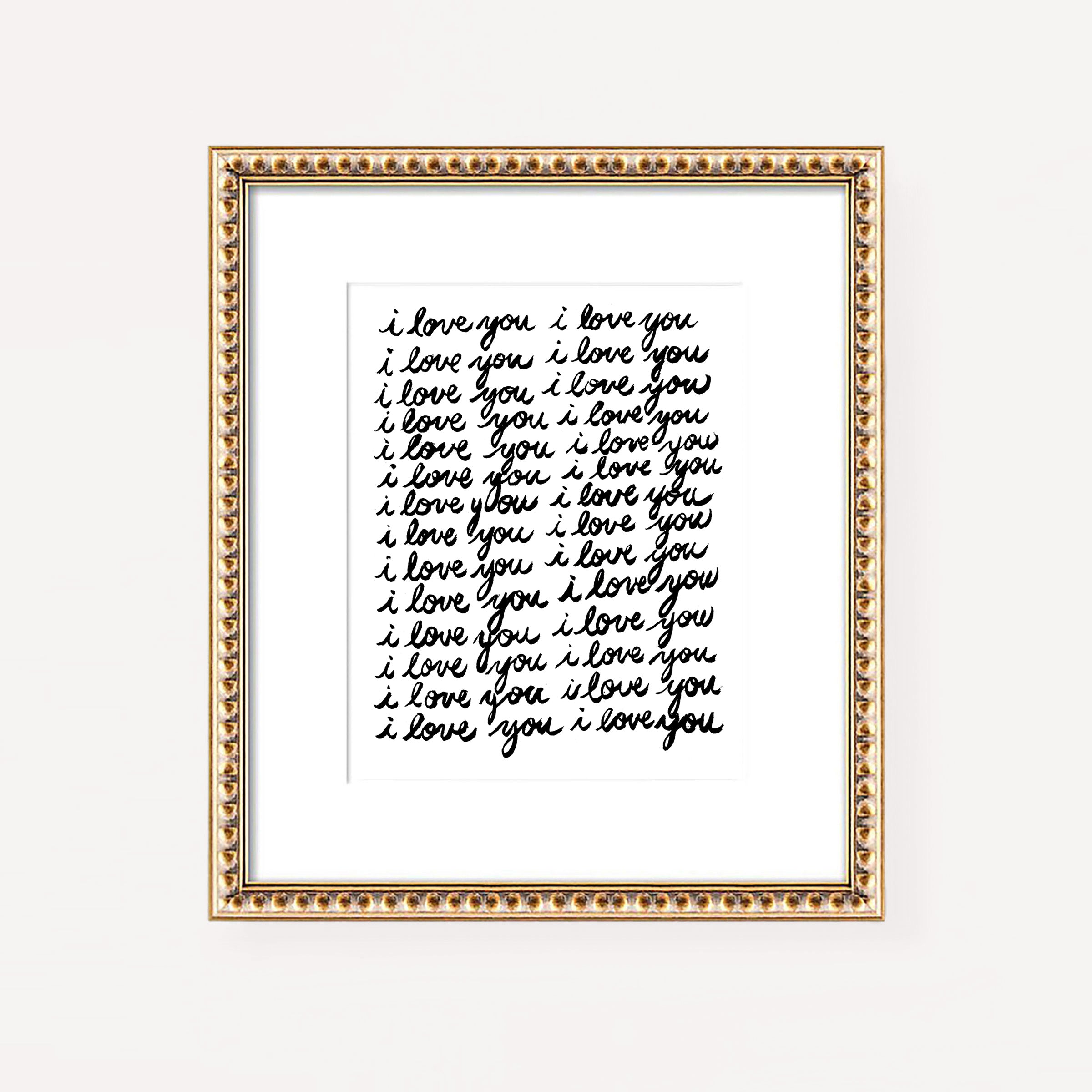 I Love You I Love You I Love You Typography Extra Large Wall Art Print by Michelle Mospens