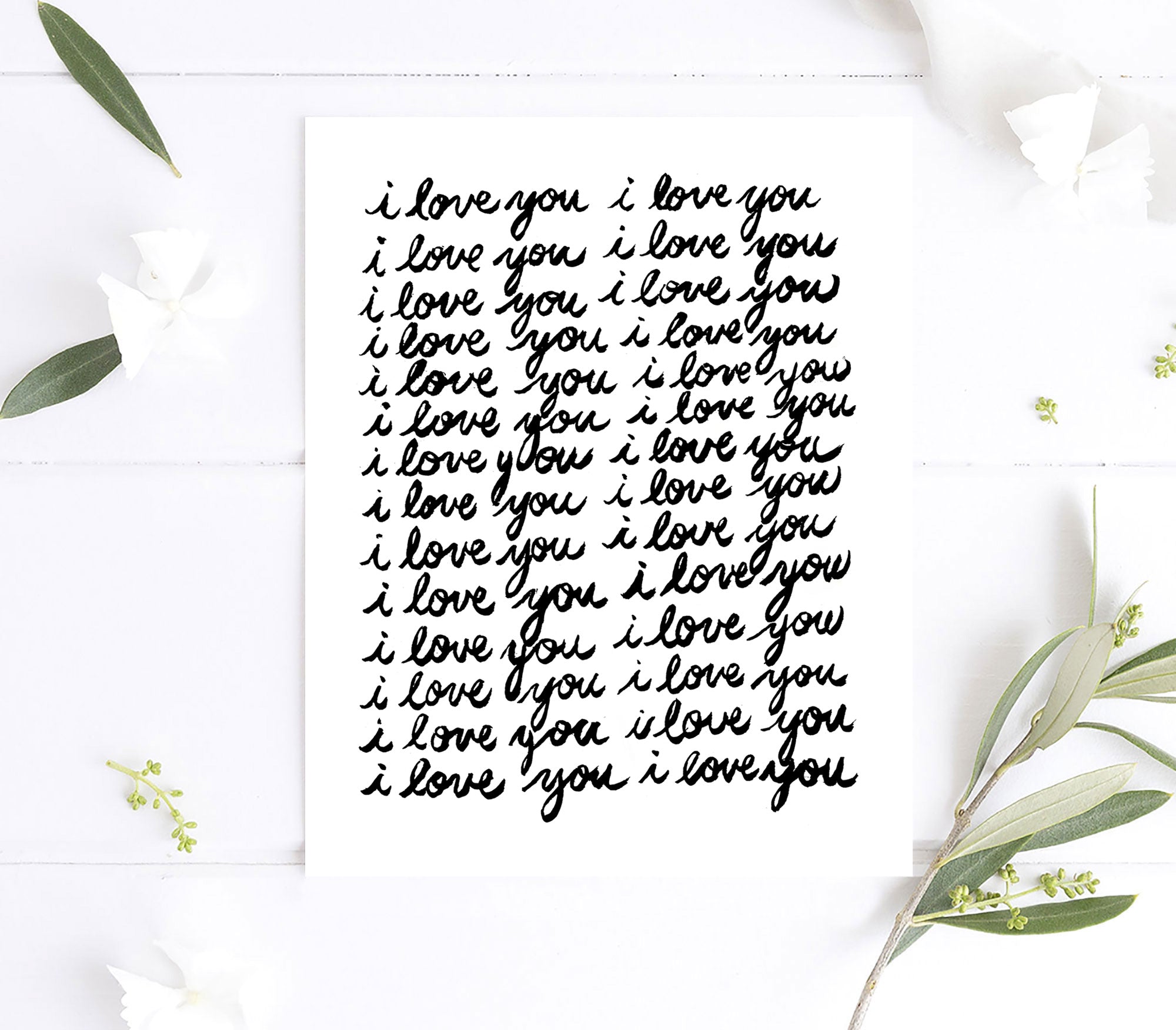 I Love You I Love You I Love You Typography Extra Large Wall Art Print by Michelle Mospens