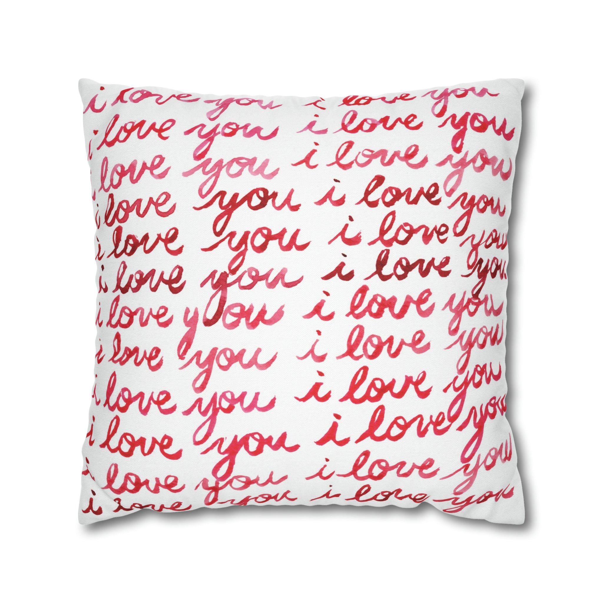 Watercolor i love you Calligraphy Printed Square Pillow Cover Case By Artist Michelle Mospens