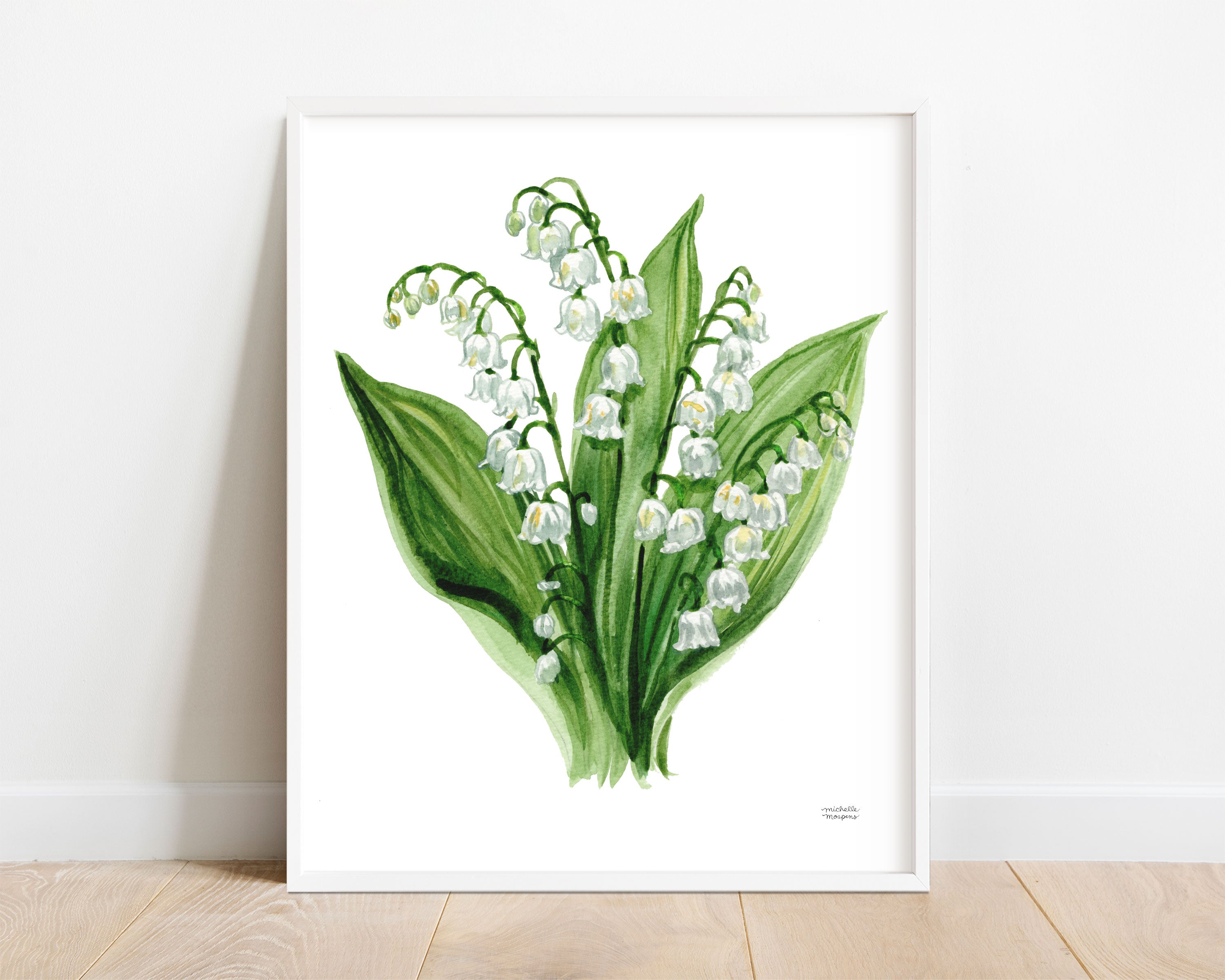 Watercolor Lily of the Valley Print, May Birth Flower | Michelle Mospens