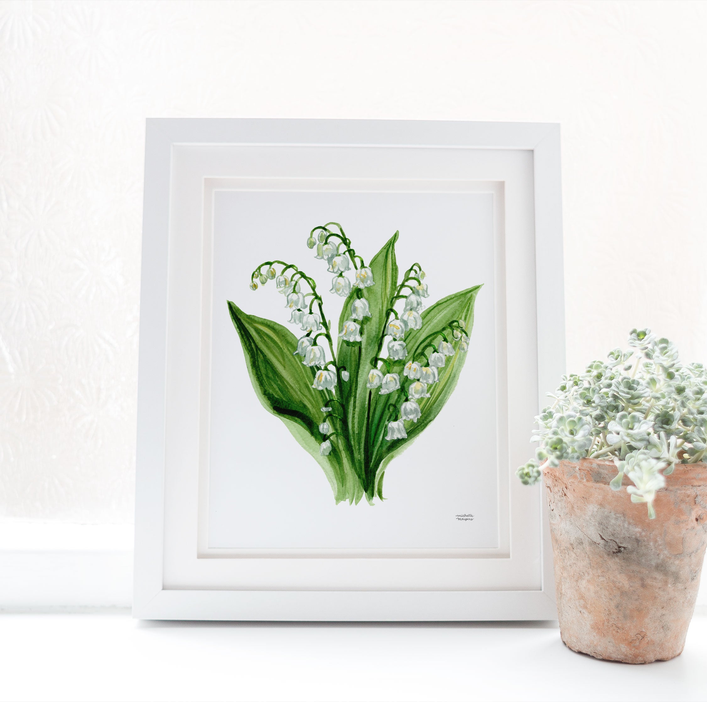 Watercolor Lily of the Valley Print, May Birth Flower | Michelle Mospens