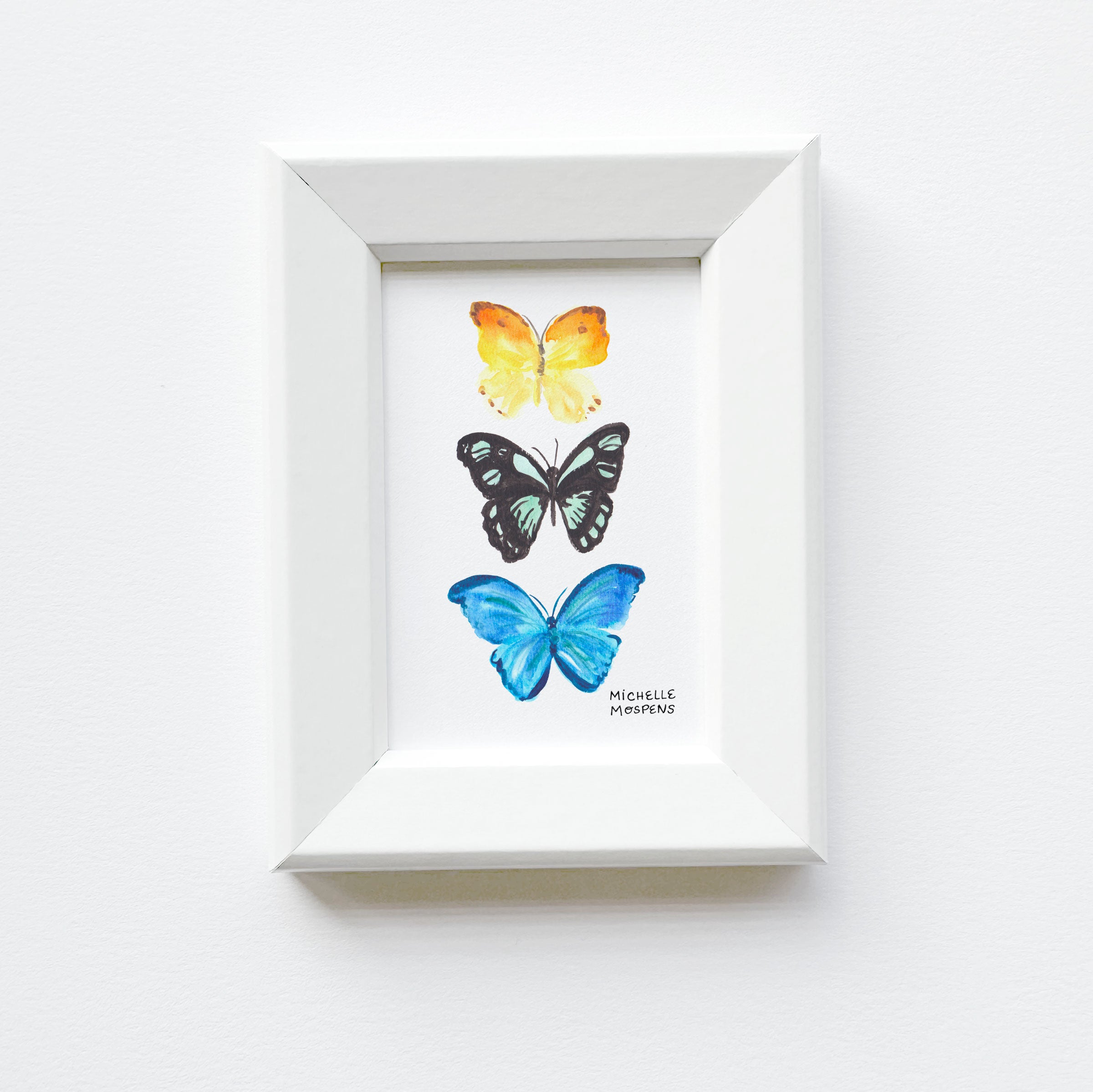 Mini Butterfly Art | Miniature Watercolor Butterflies Painting Framed Print by Michelle Mospens