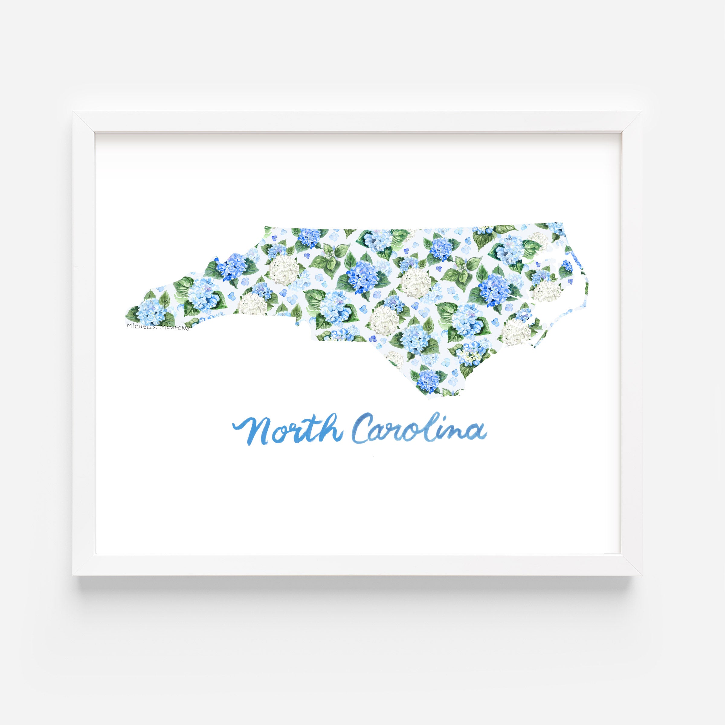 North Carolina State Print | Watercolor North Carolina Home State Wall Art Print by Michelle Mospens, Unframed