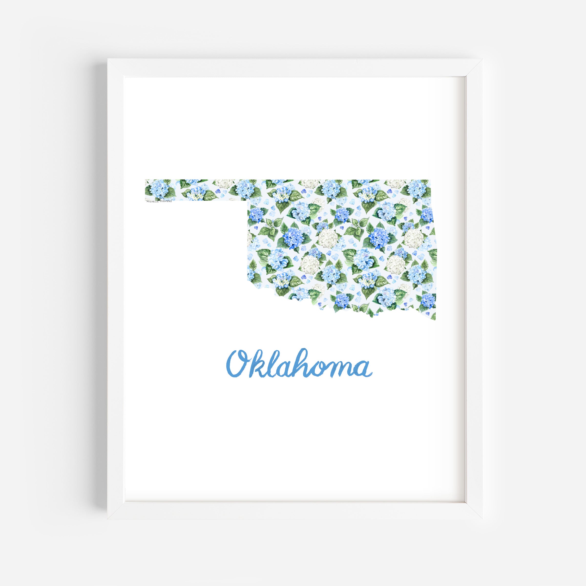 Oklahoma State Watercolor Wall Art Print by Michelle Mospens | Cute Oklahoma Gift