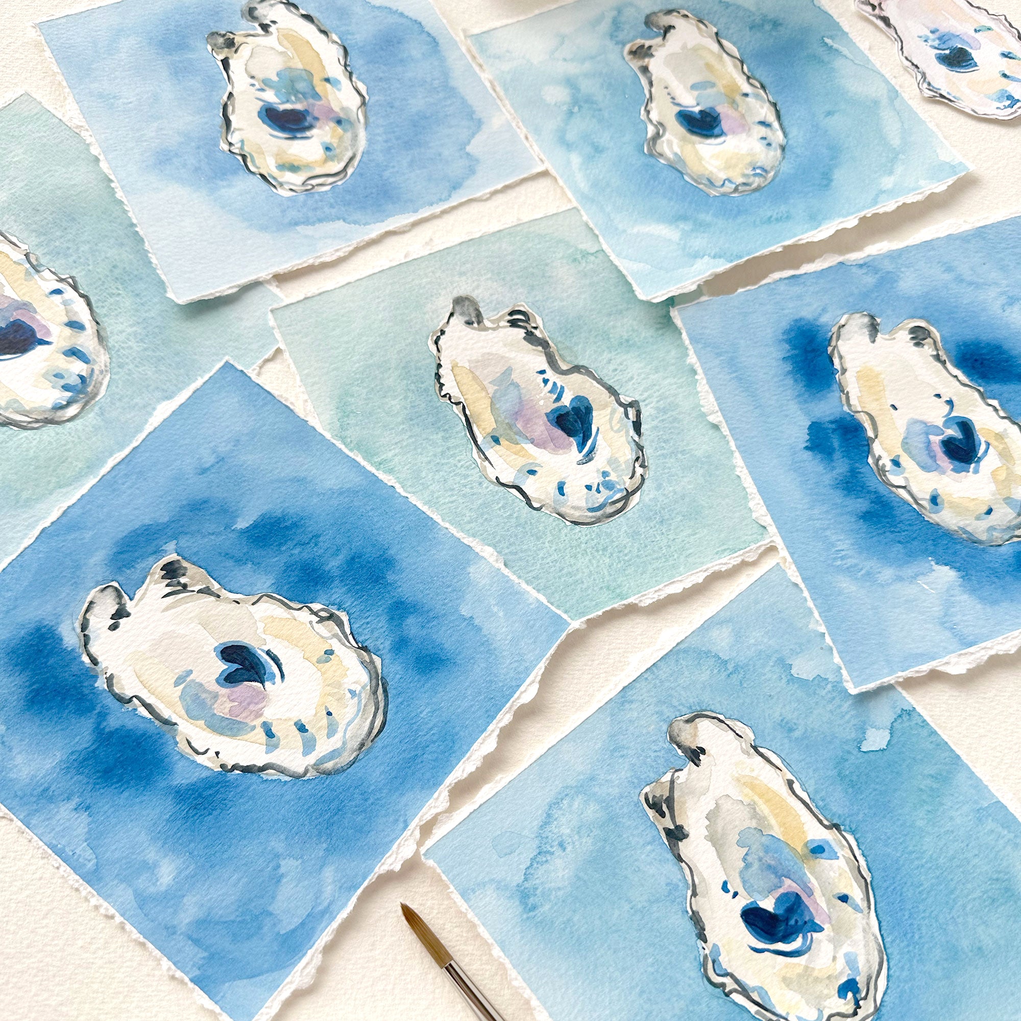 Oyster Original Watercolor Painting | Coastal Beach Artwork 3