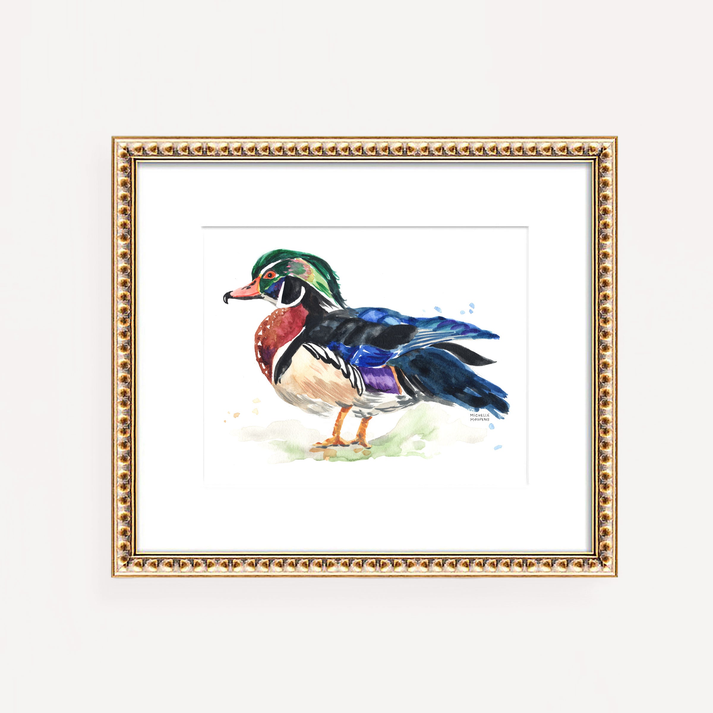 South Carolina State Duck The Wood Duck Watercolor Wall Art Print