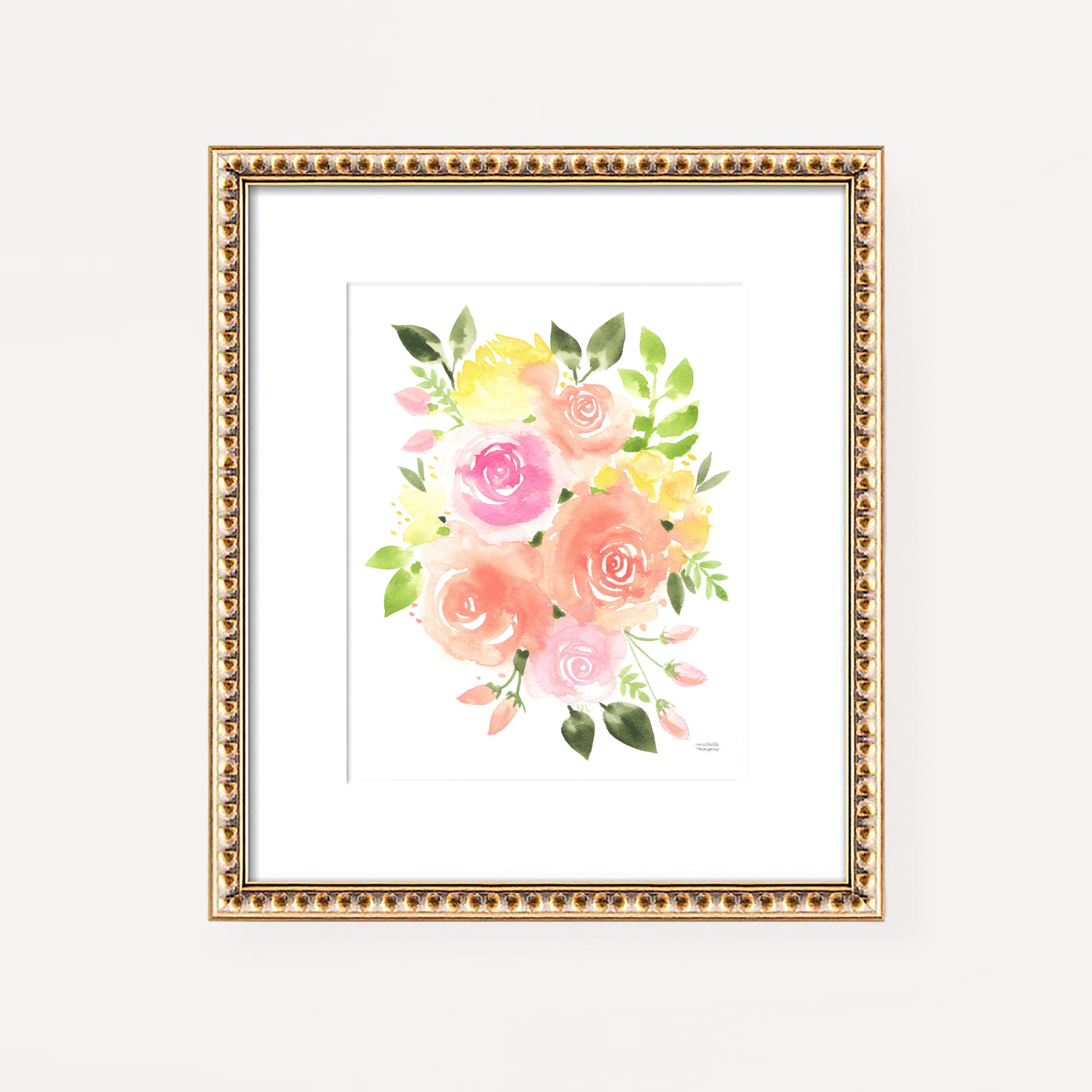 Sunshine Bouquet Floral Watercolor Wall Art Print