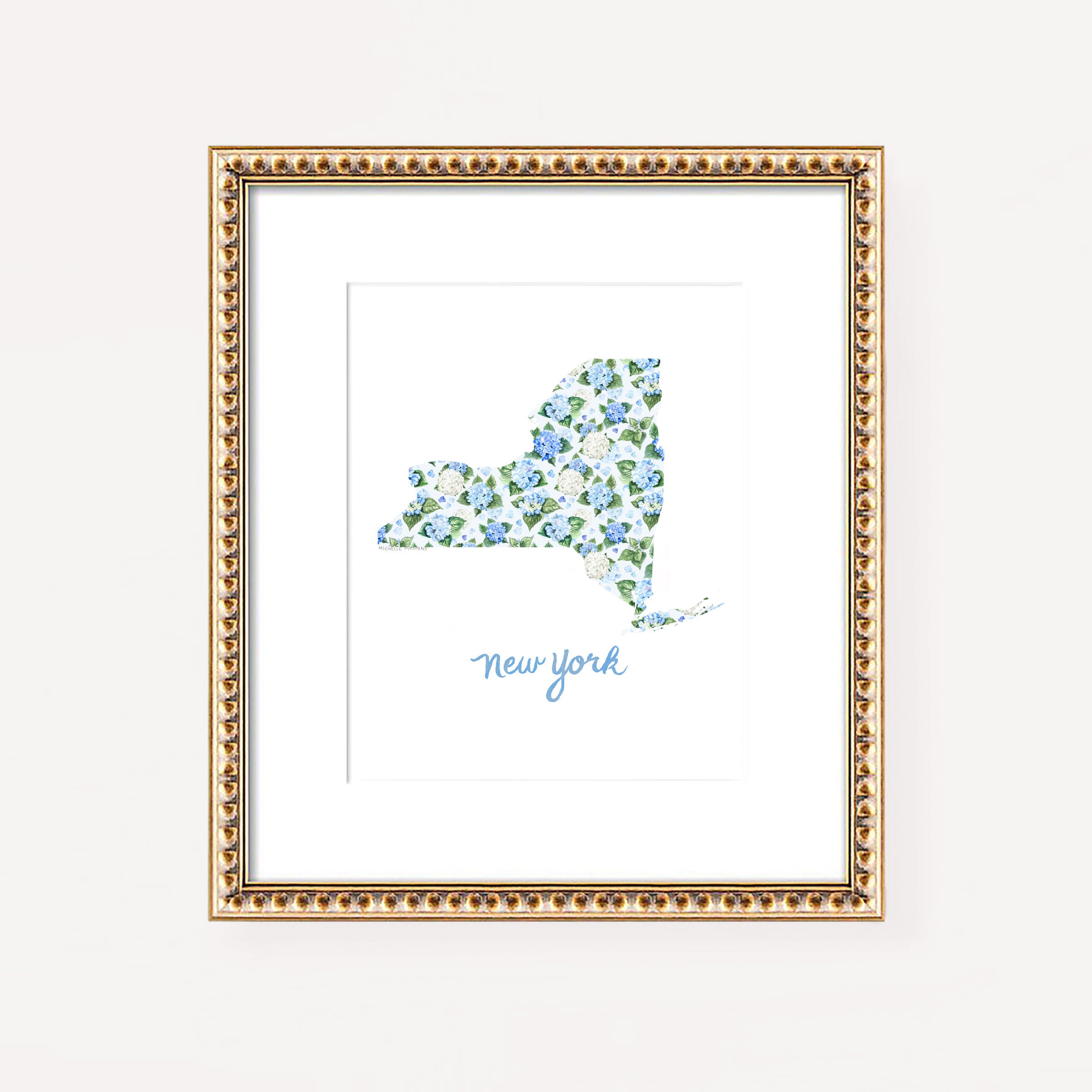 New York State Print | Watercolor New York Home State Wall Art Print by Michelle Mospens, Unframed