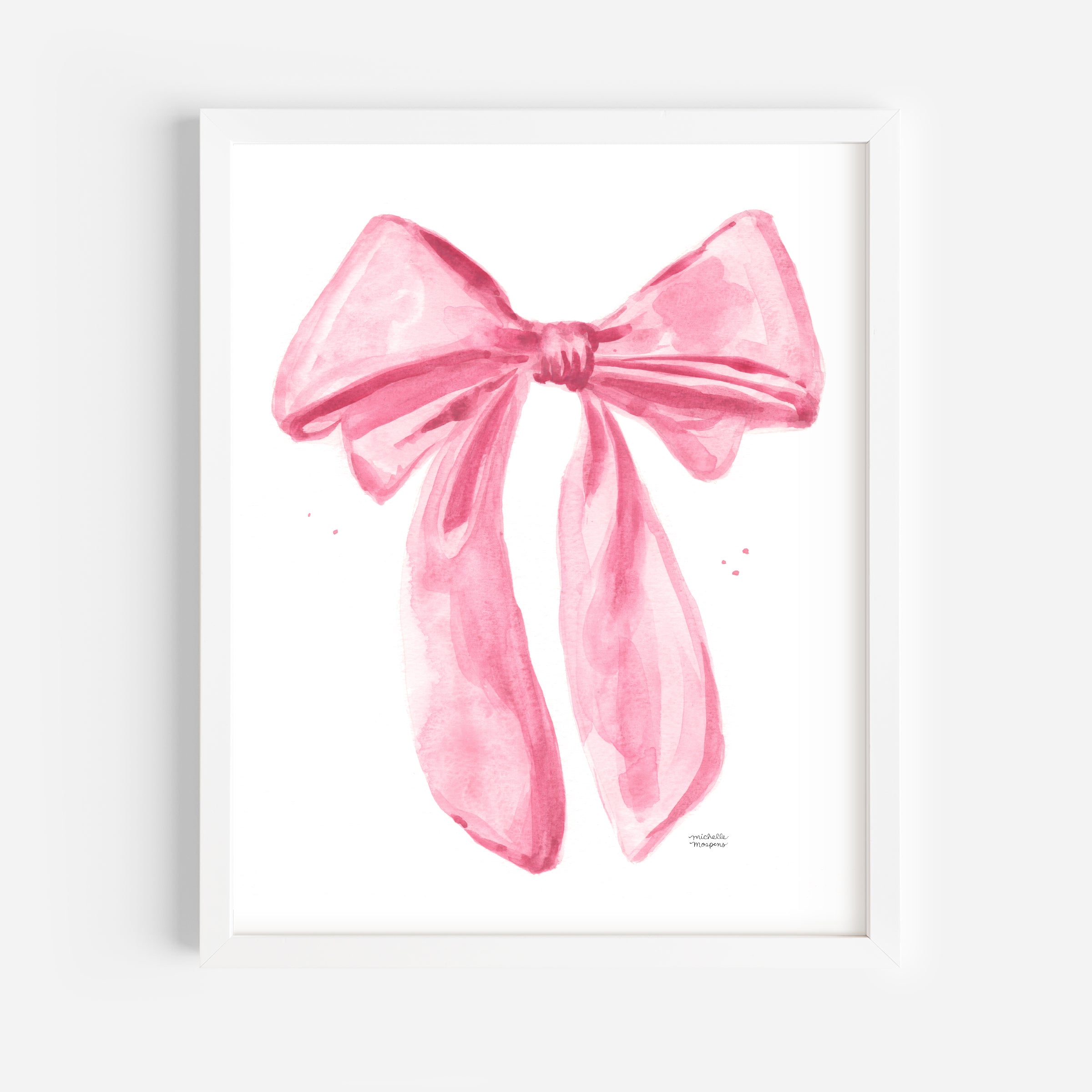 Cute Coquette Bow Pink Fashion Girly Watercolor Wall Art Print