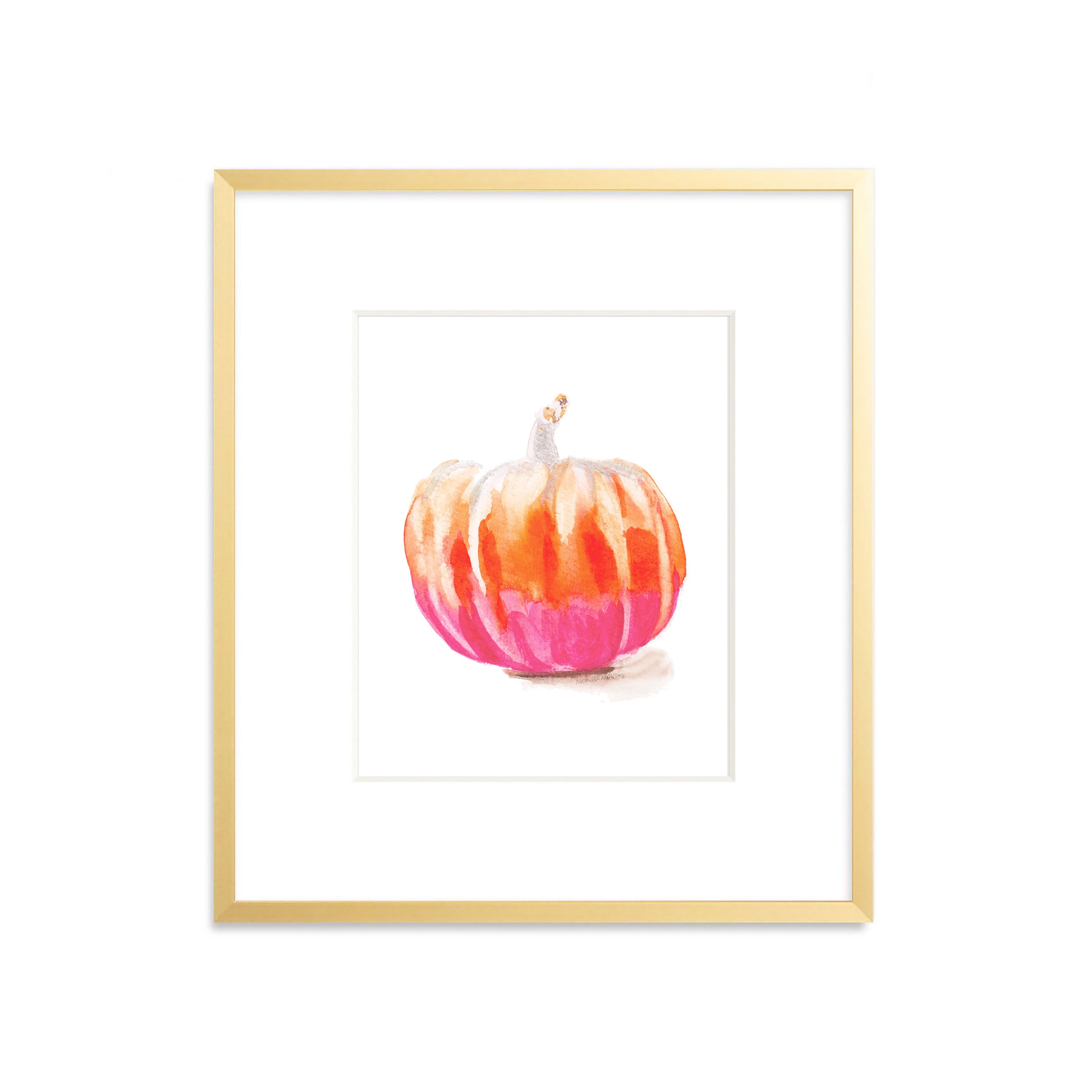 Watercolor Pumpkin Wall Art Print by Michelle Mospens