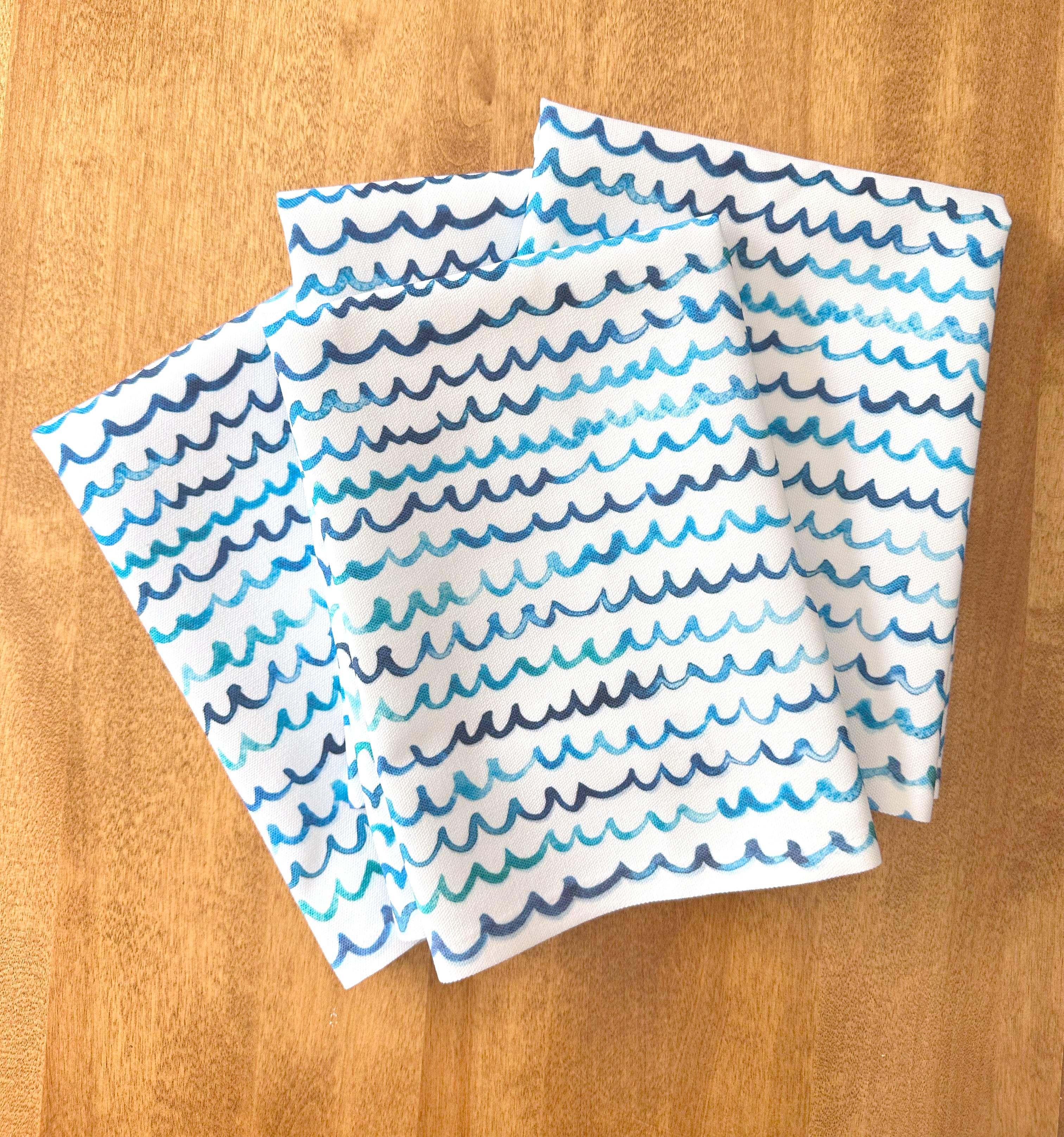 Watercolor Waves Coastal Nautical Decorative Hostess Towel by Artist Michelle Mospens