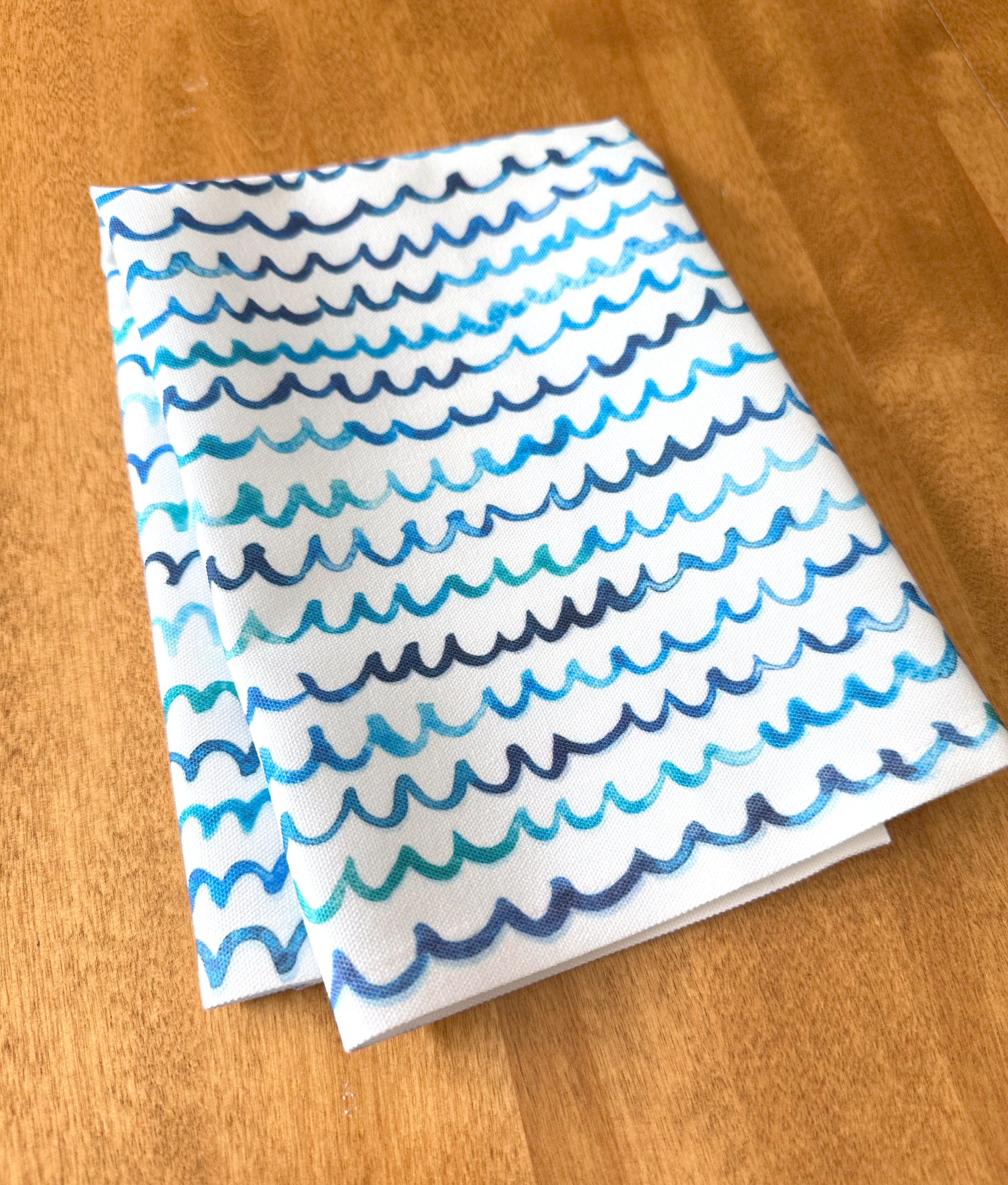 Cute Coastal Watercolor Nautical Waves Cloth Dinner Napkins