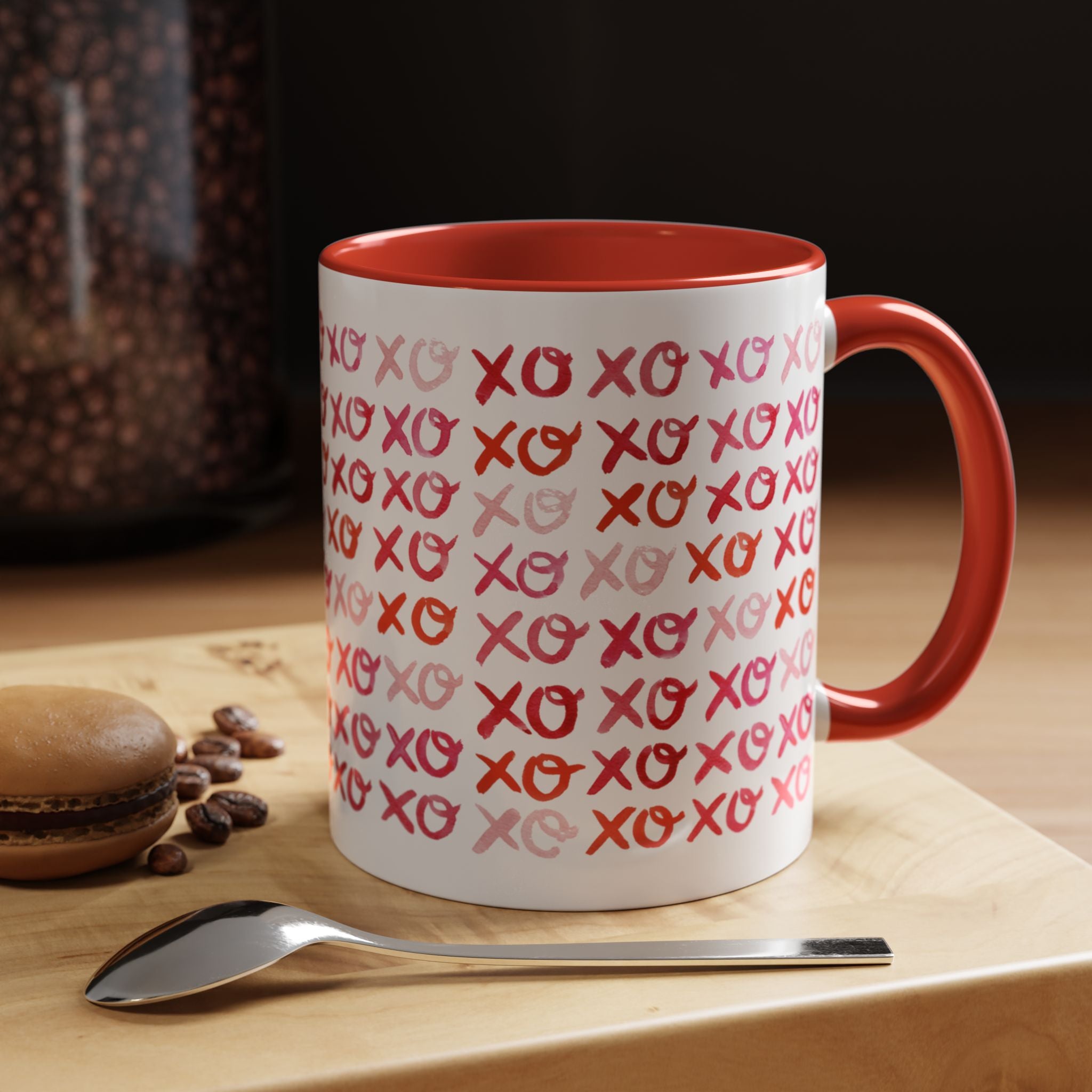 Michelle Mospens Watercolor Hugs and Kisses XOXO Coffee Mug | Valentine Lover Anniversary Gift