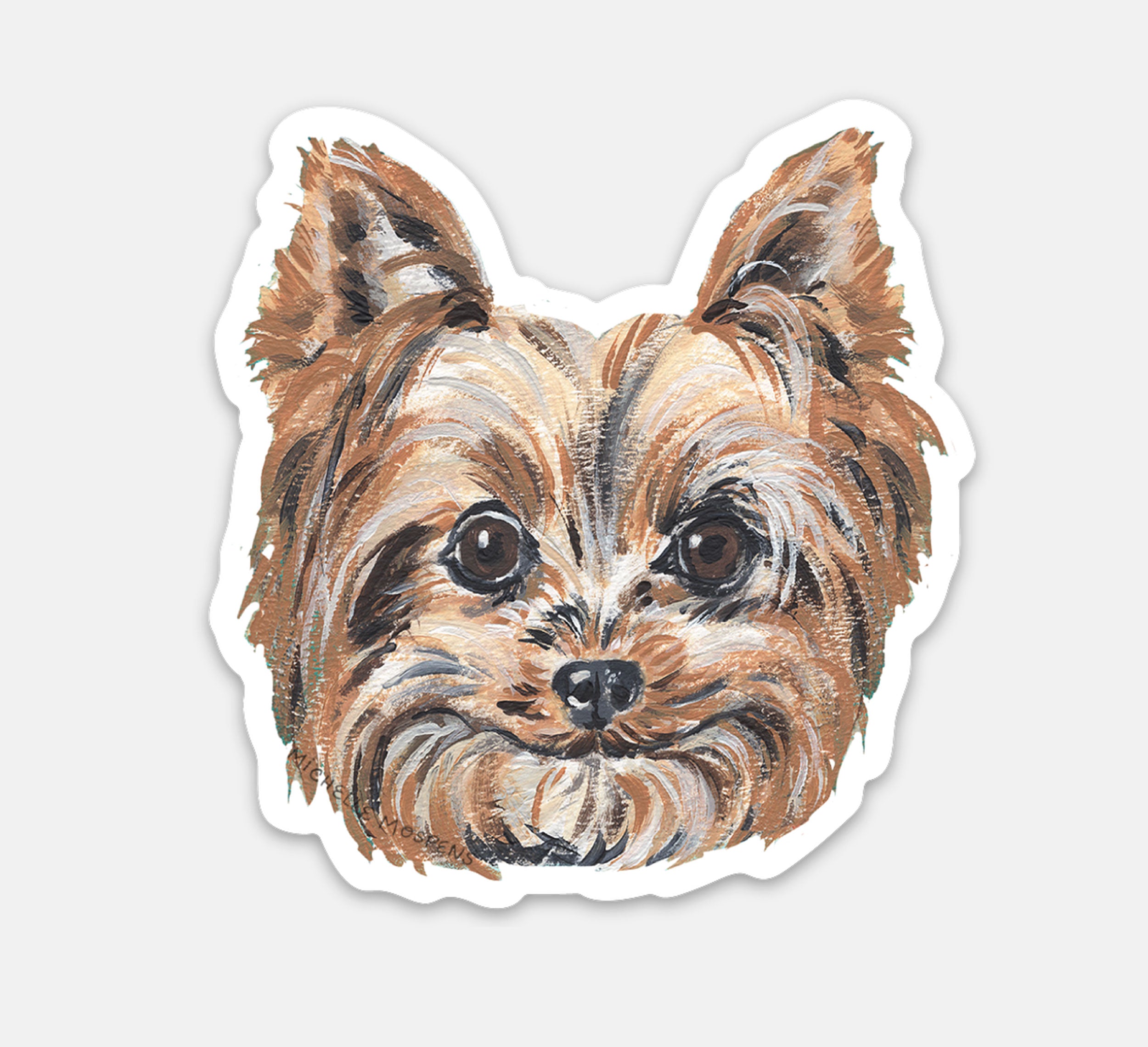 Illustrated Yorkie Puppy Dog Die-cut Sticker