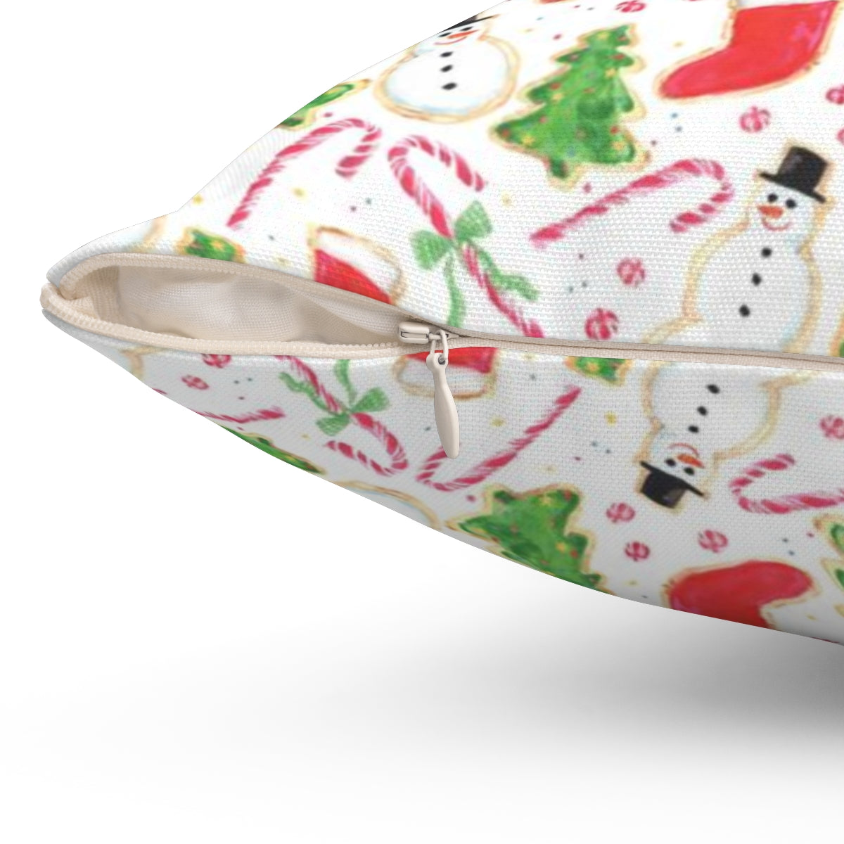 Watercolor Christmas Cookies Square Pillow by Artist Michelle Mospens