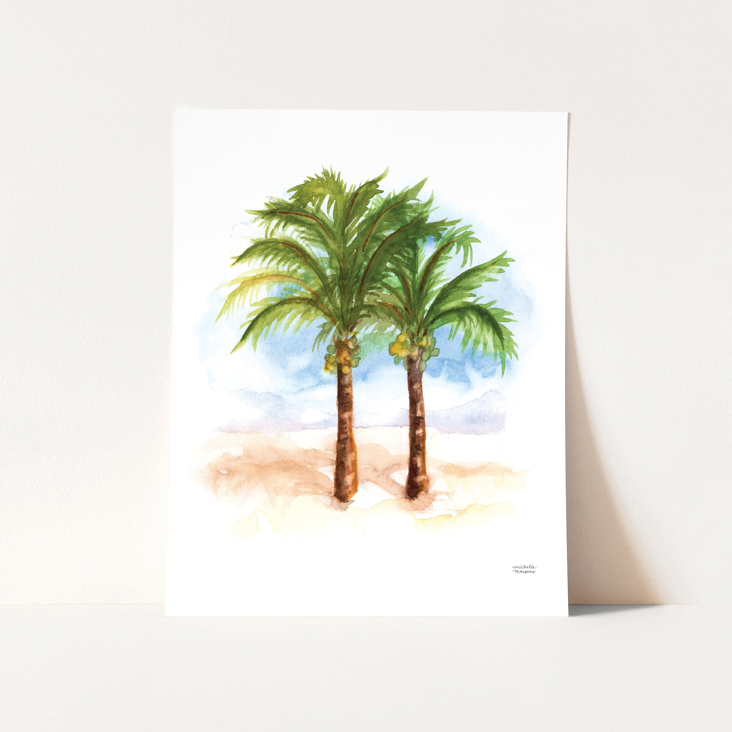 Watercolor Coconut Palm Trees Wall Art Print