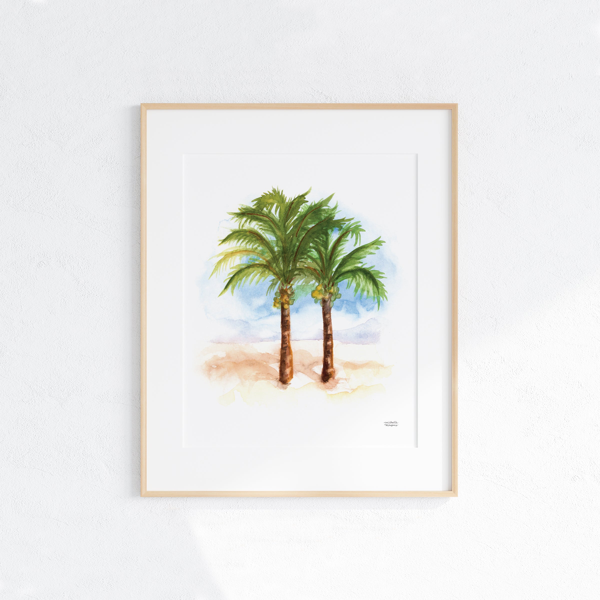 Watercolor Coconut Palm Trees Wall Art Print