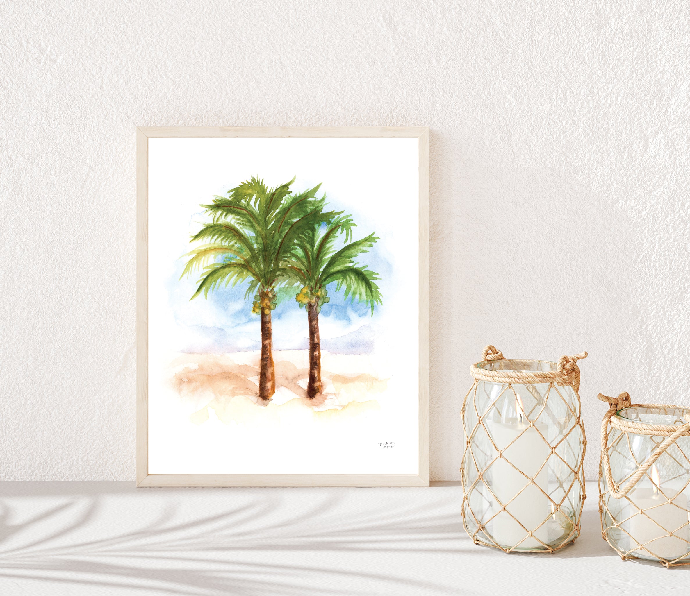 Watercolor Coconut Palm Trees Wall Art Print