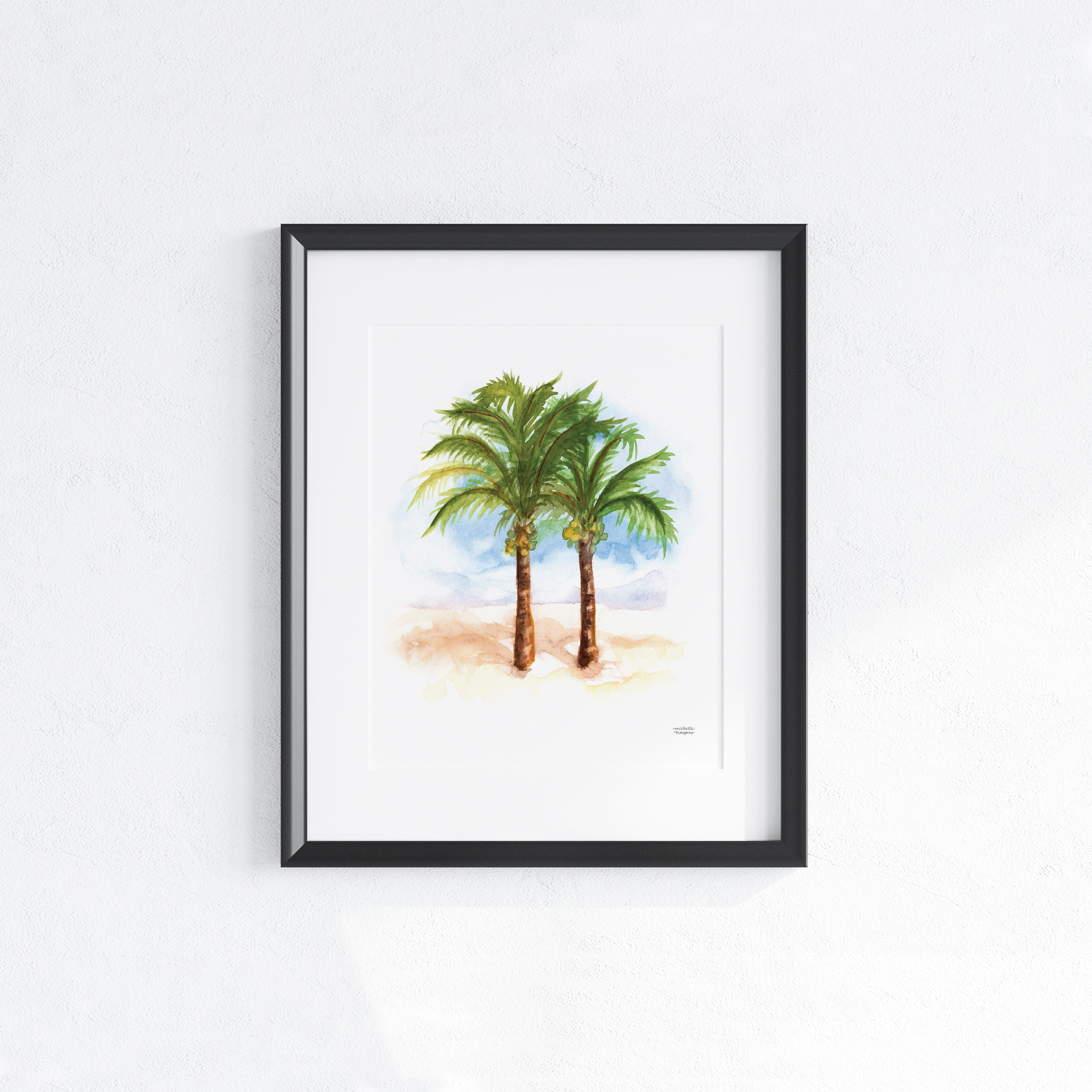 Watercolor Coconut Palm Trees Wall Art Print