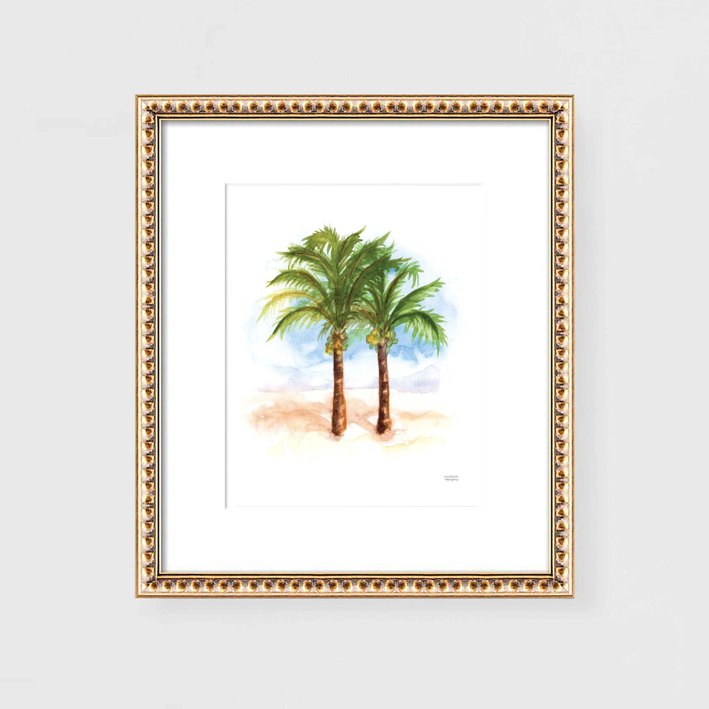 Watercolor Coconut Palm Trees Wall Art Print