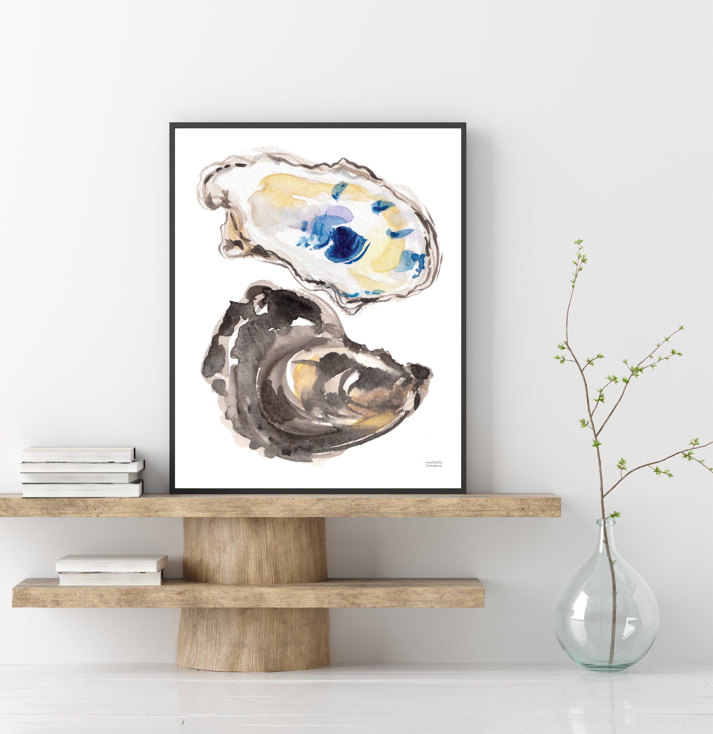 Watercolor Oyster Shells No7 Wall Art Print