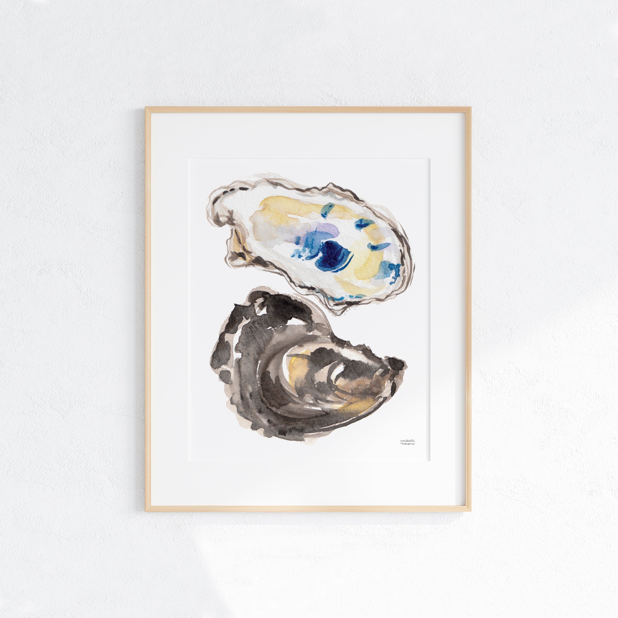 Watercolor Oyster Shells No7 Wall Art Print