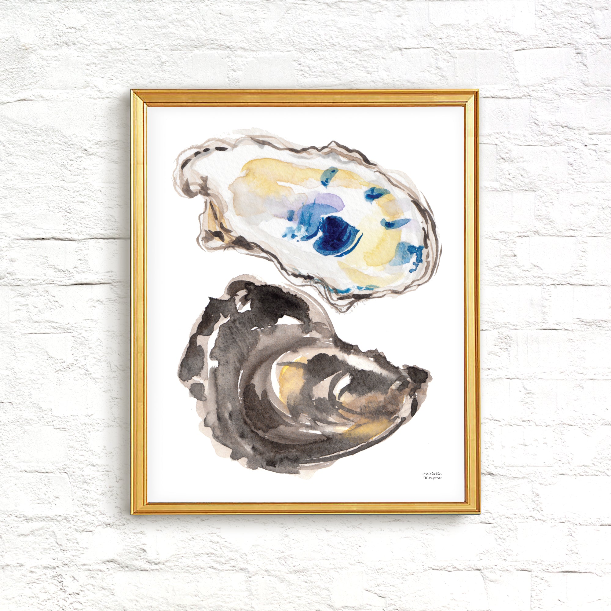 Watercolor Oyster Shells No7 Wall Art Print