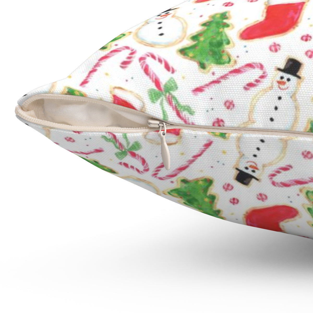 Watercolor Christmas Cookies Square Pillow by Artist Michelle Mospens