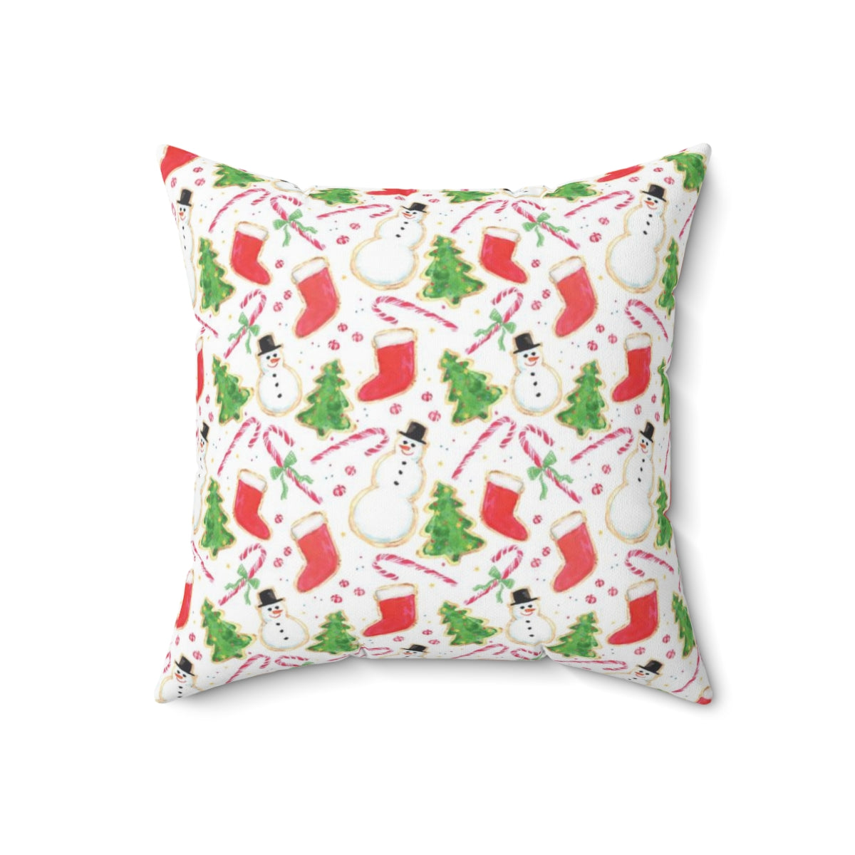 Watercolor Christmas Cookies Square Pillow by Artist Michelle Mospens