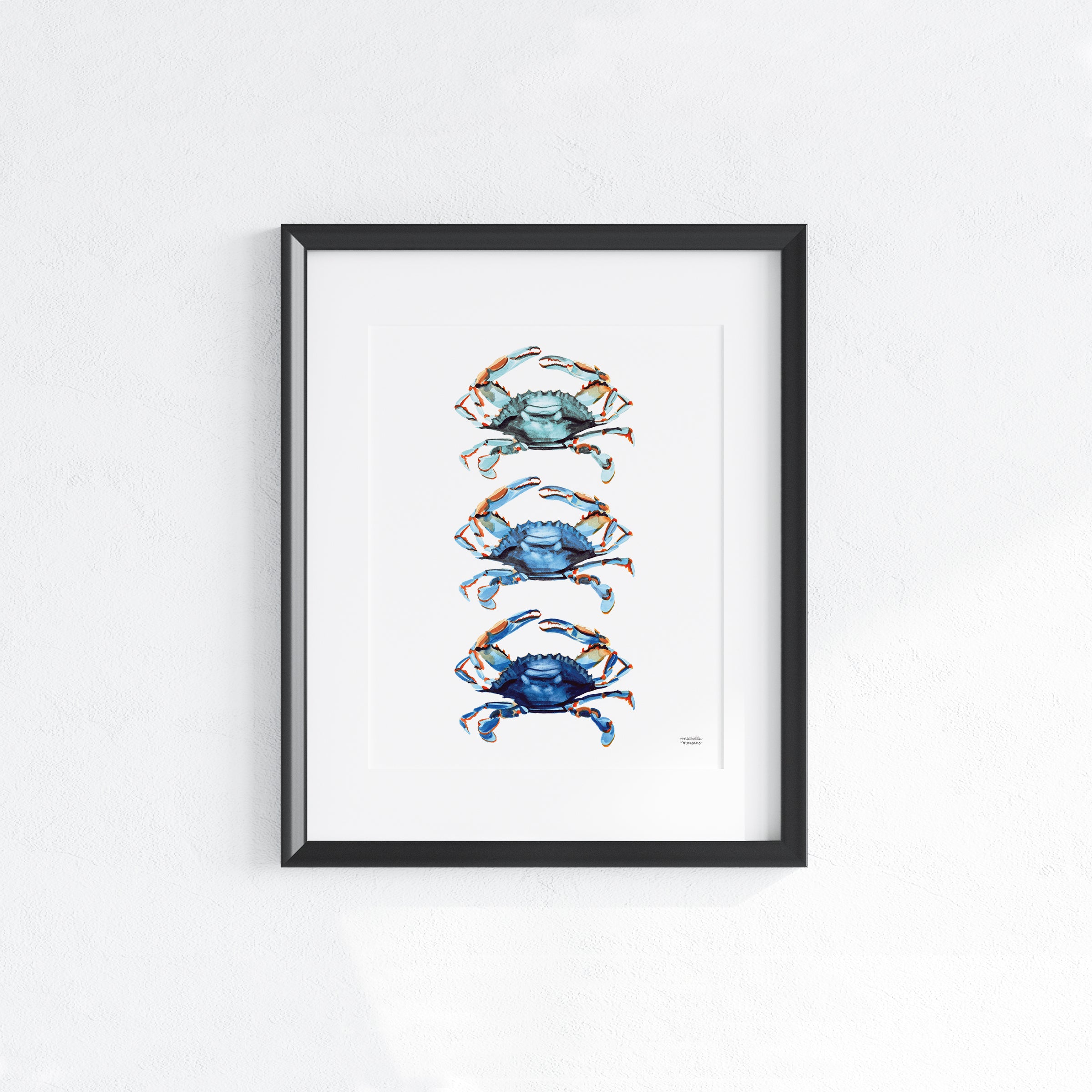 Watercolor Crabs Art Print Unframed