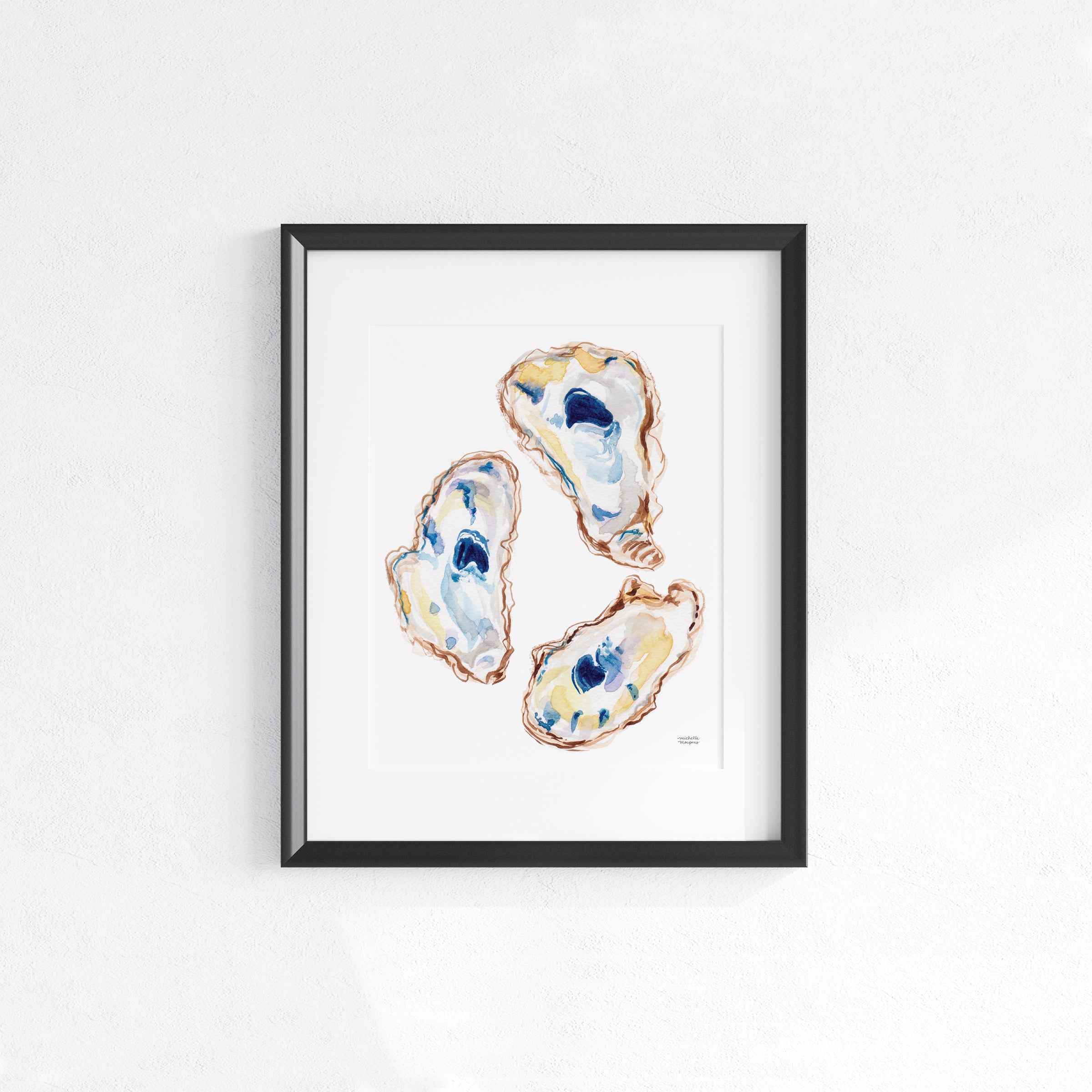 Watercolor Oyster Shells No3 Art Print
