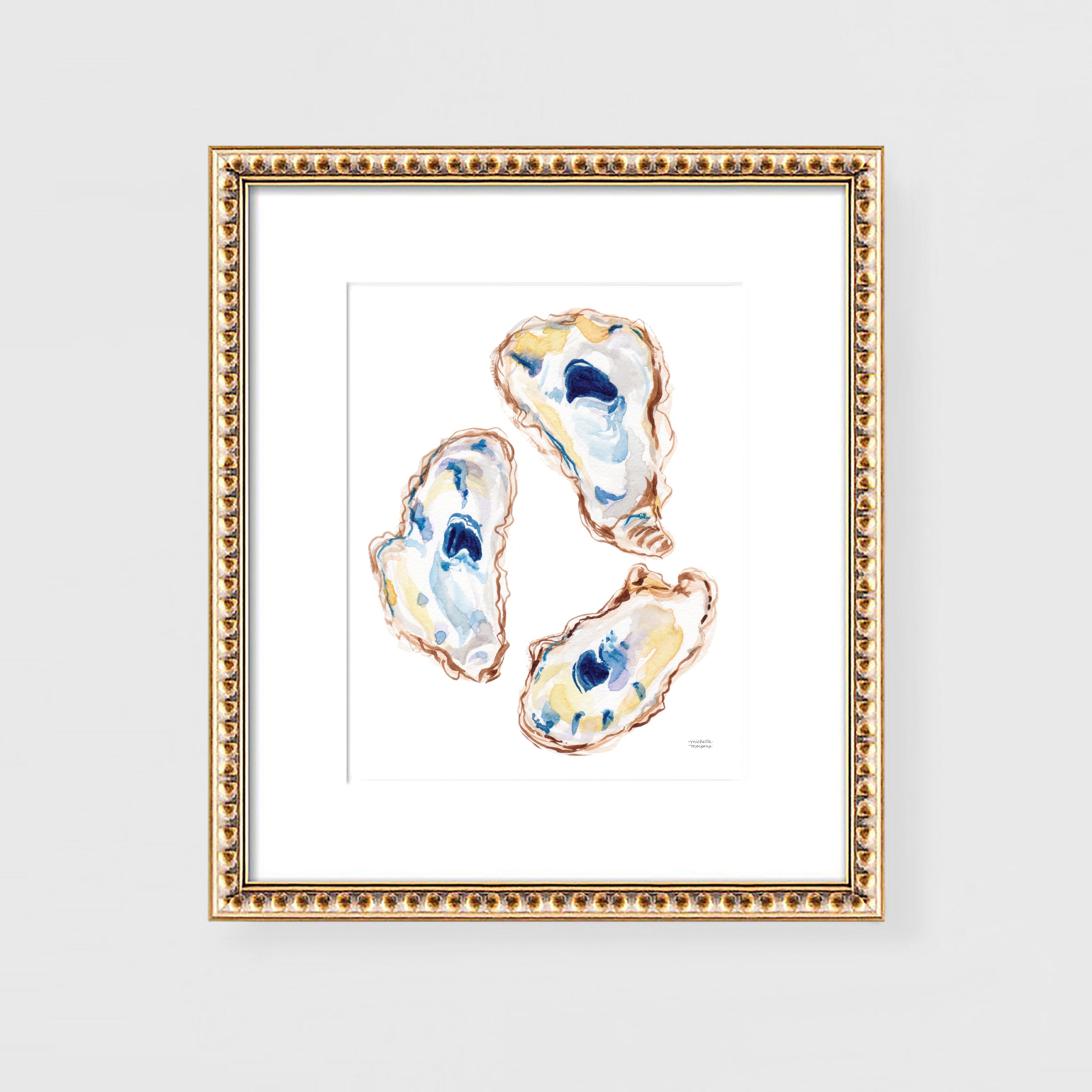 Watercolor Oyster Shells No3 Art Print