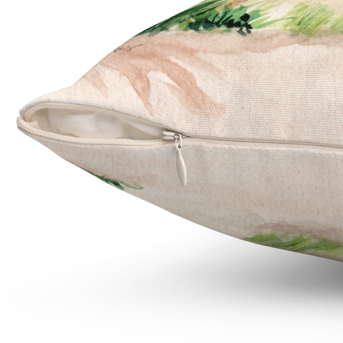 Watercolor Beach Scene Square Pillow by Artist Michelle Mospens