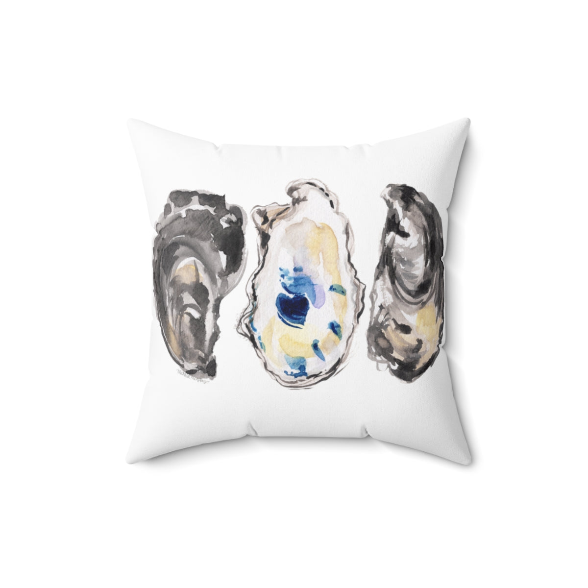Watercolor Oysters Square Pillow by Artist Michelle Mospens