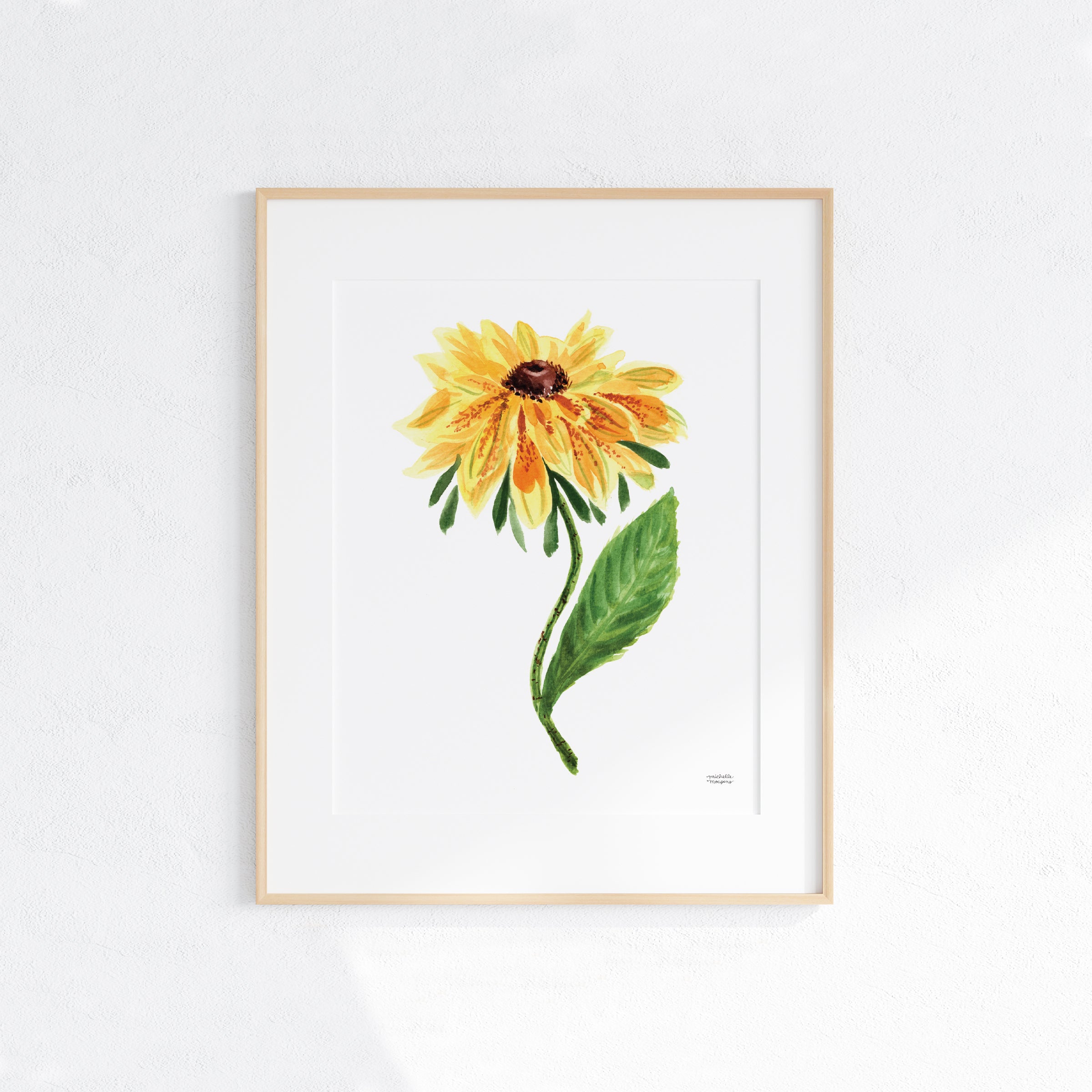 Black Eyed Susan Flower Watercolor Wall Art Print by artist Michelle Mospens