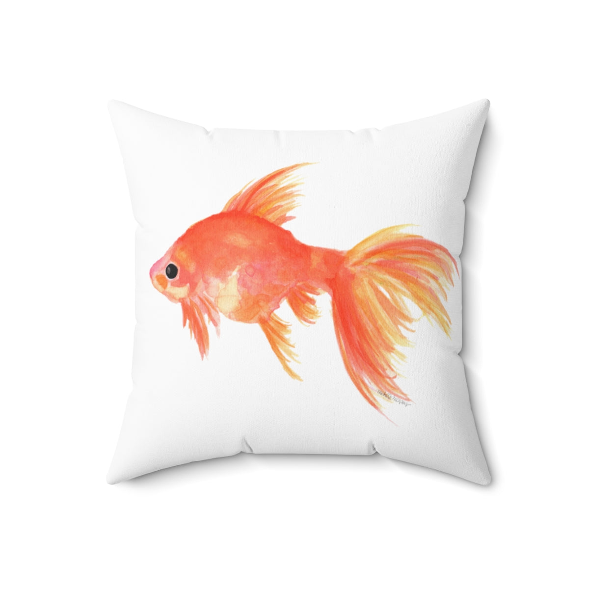 Watercolor Fish Square Pillow