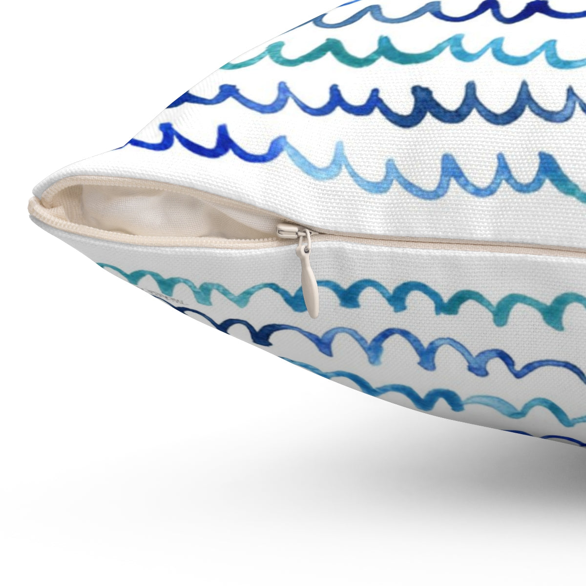 Watercolor Painterly Waves Coastal Square Pillow