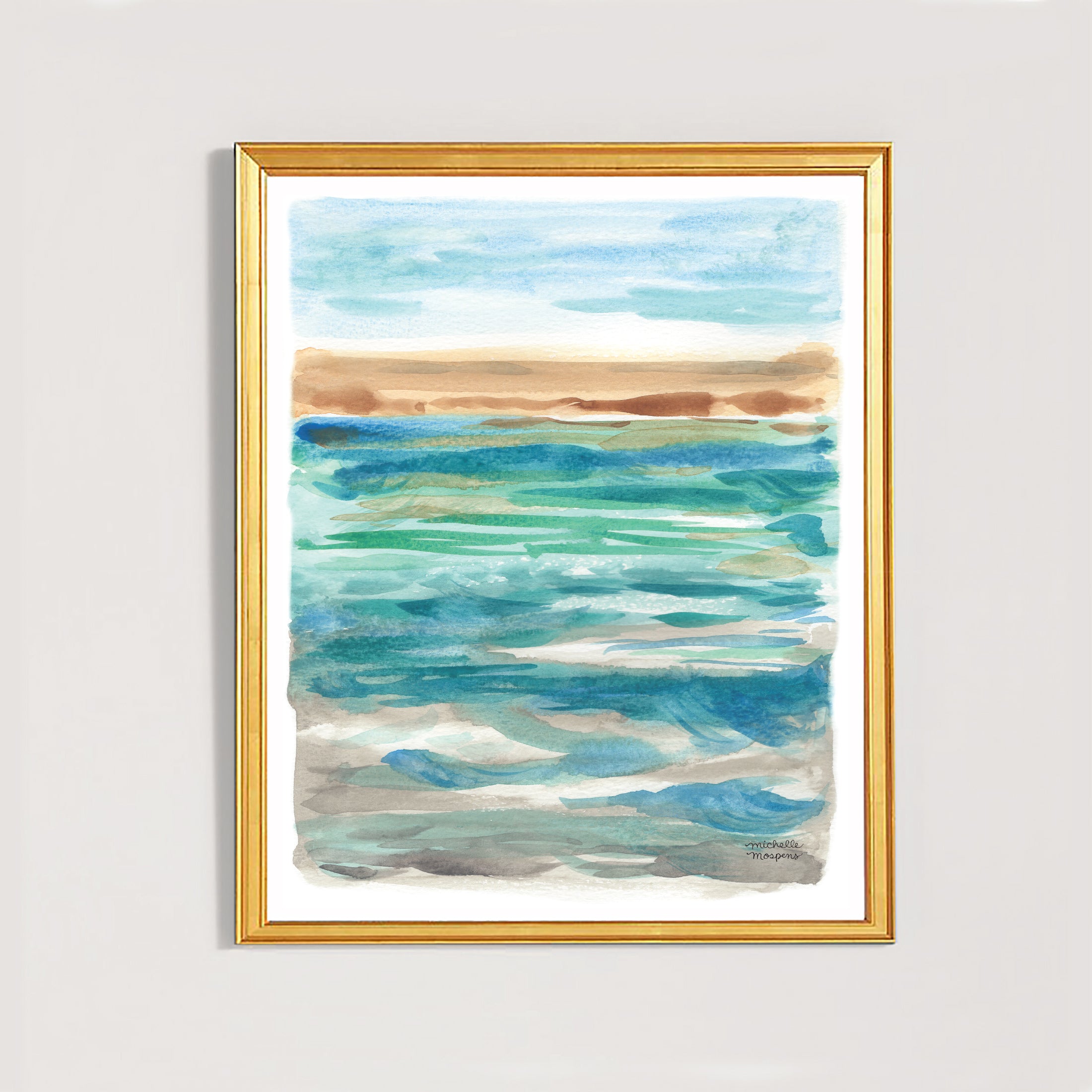 Abstract Watercolor Ocean Art Print Seascape Study No. 1