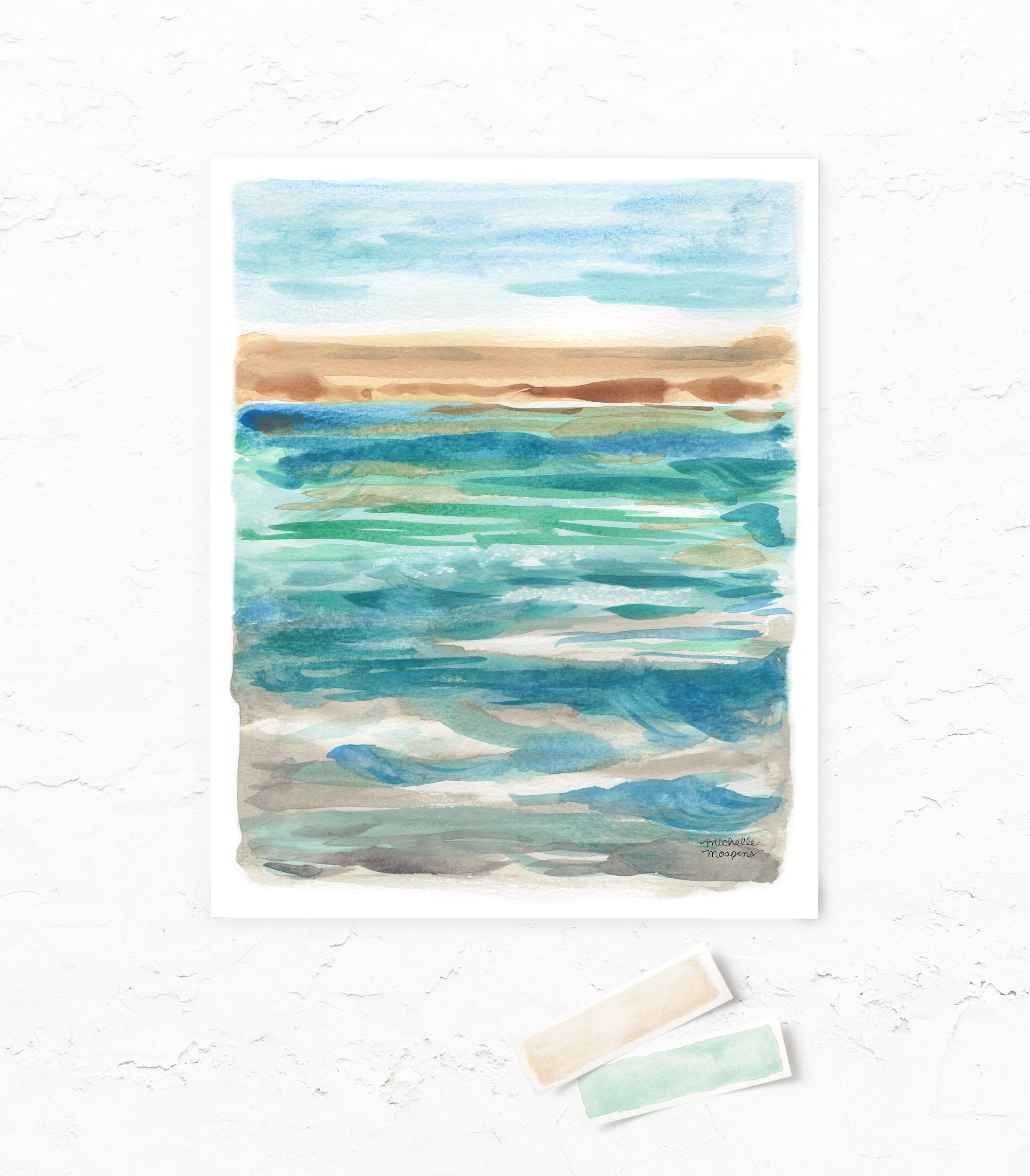 Abstract Watercolor Ocean Art Print Seascape Study No. 1