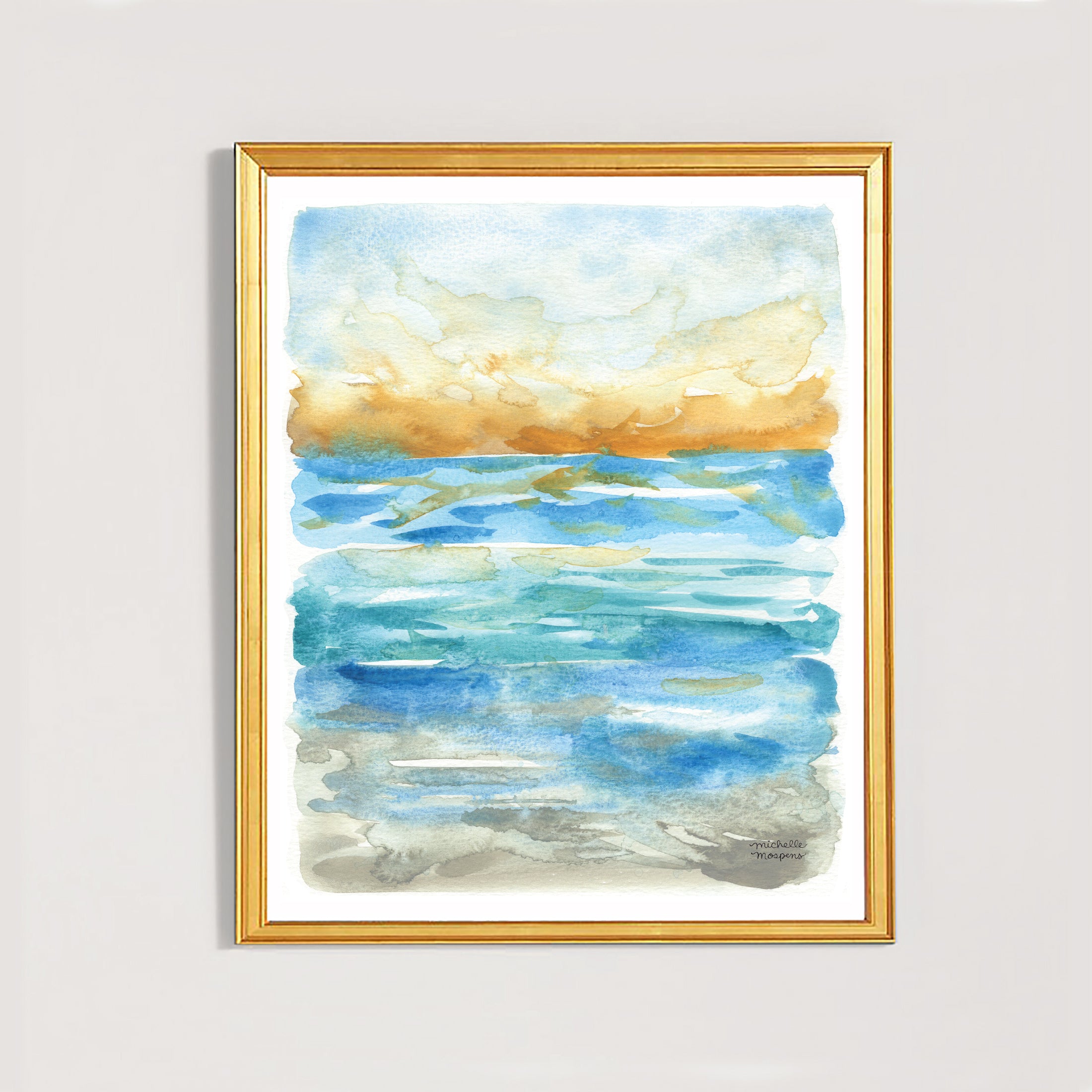 Abstract Watercolor Ocean Art Print Seascape Study No. 2
