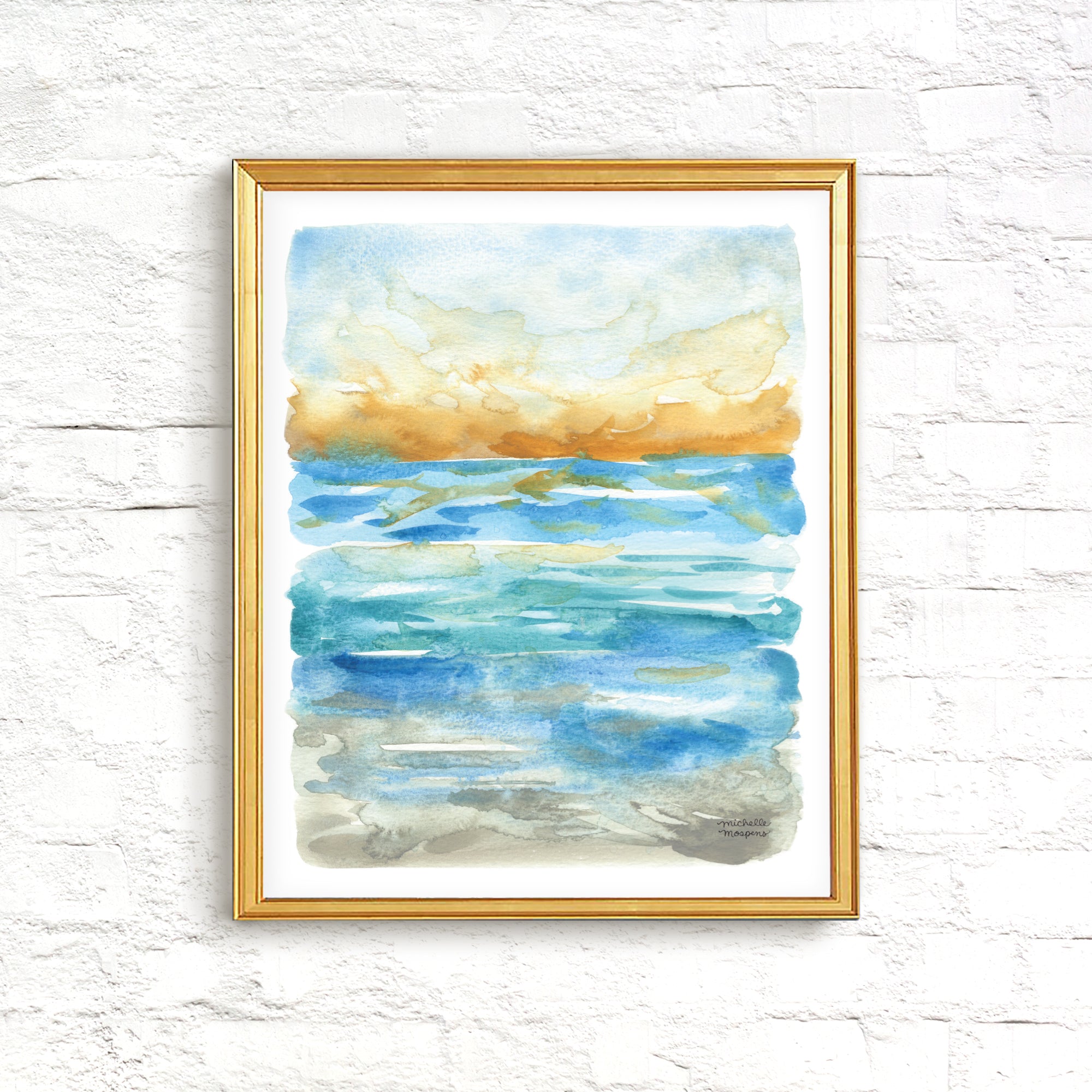 Abstract Watercolor Ocean Art Print Seascape Study No. 2