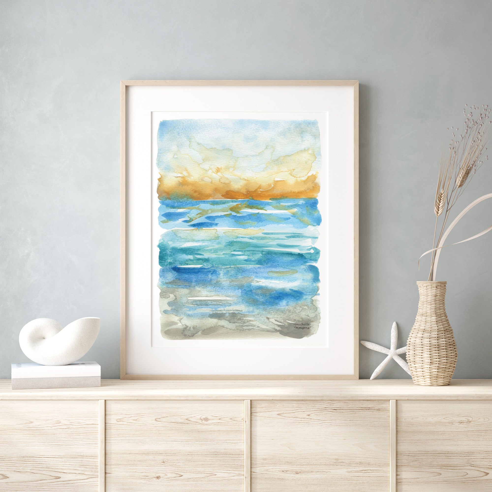 Abstract Watercolor Ocean Art Print Seascape Study No. 2
