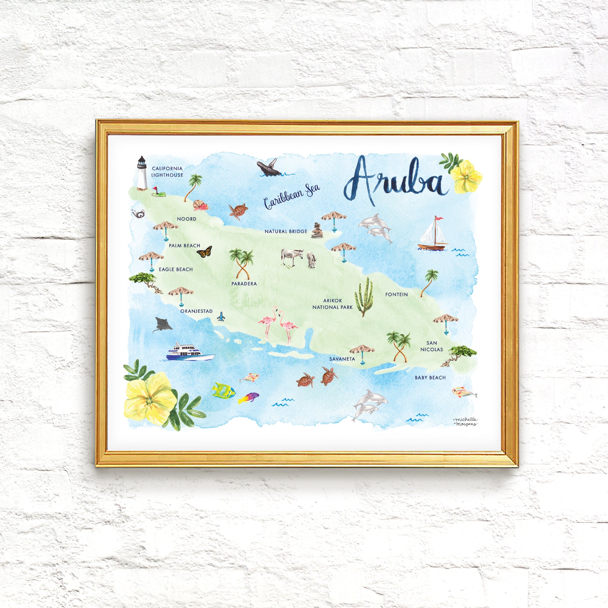 Aruba Island Map Art Print