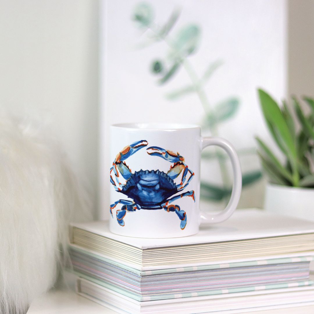 Watercolor Blue Crab Coffee Mug 11oz