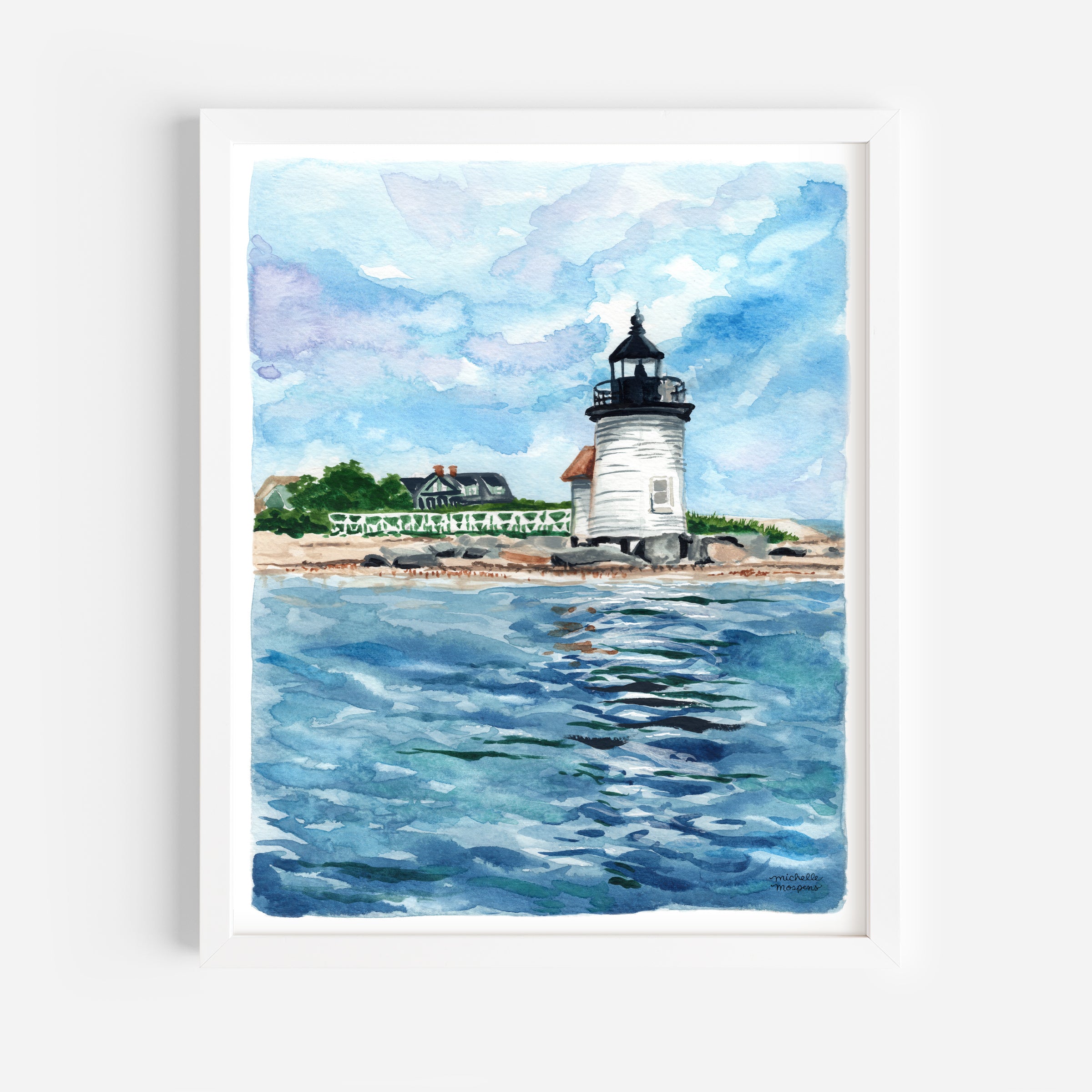 Brant Point Lighthouse Watercolor Art Print