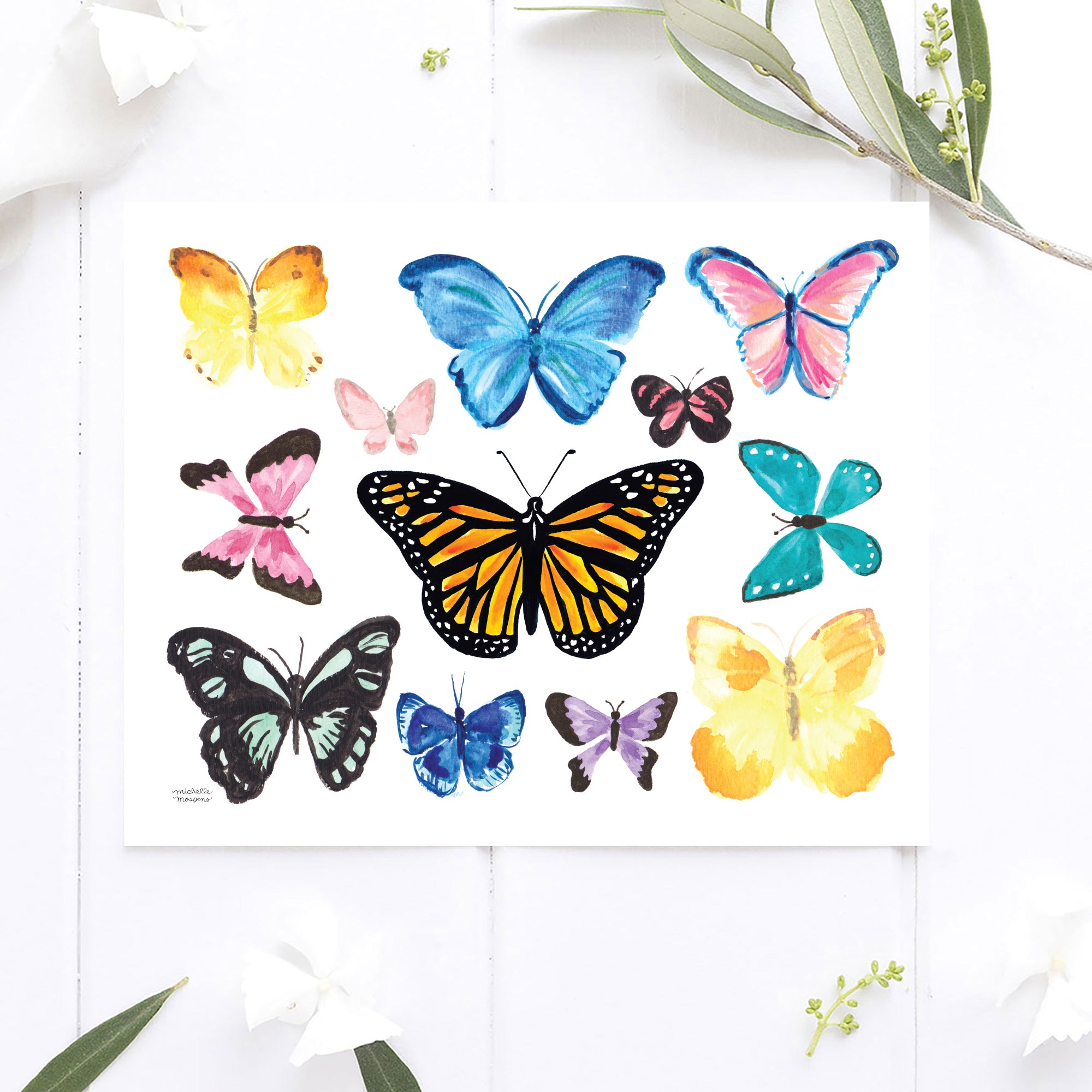 Watercolor Butterflies Art Print