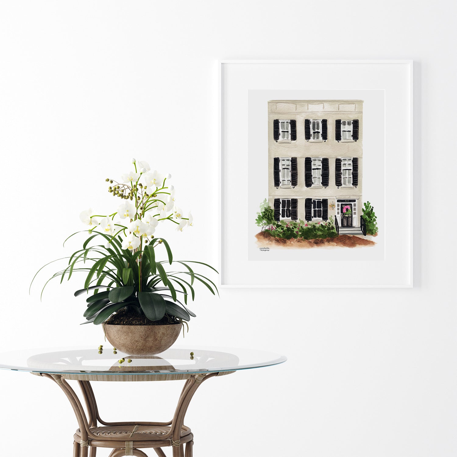 Southern Architecture Watercolor Wall Art Print by Michelle Mospens
