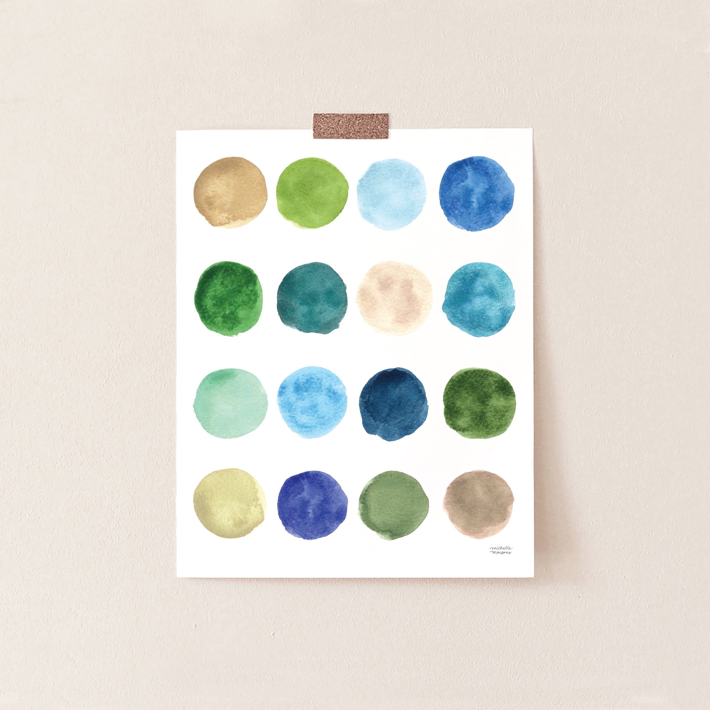 Watercolor Coastal Hues Art Print Unframed