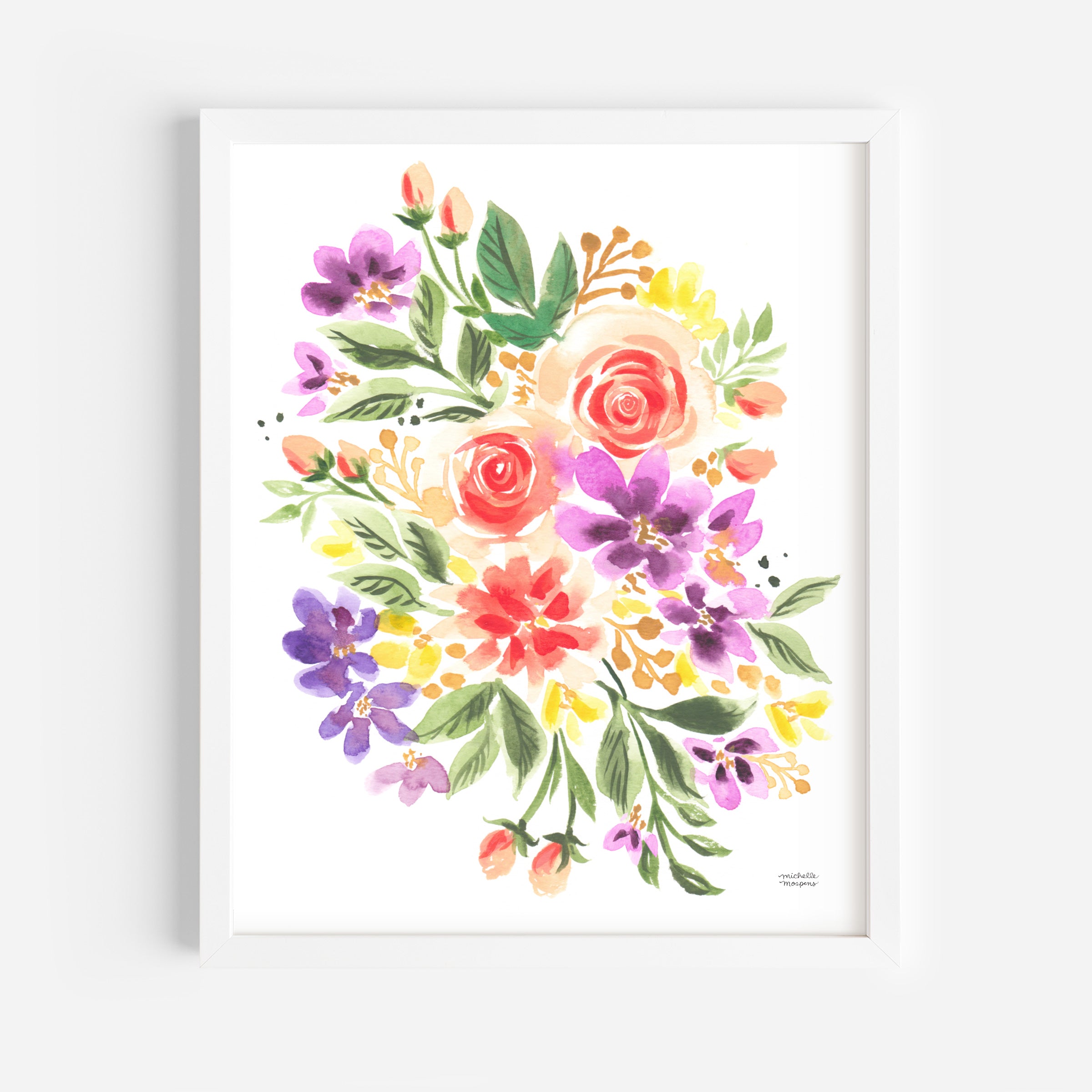 Enchanted Posy Floral Watercolor Wall Art Print