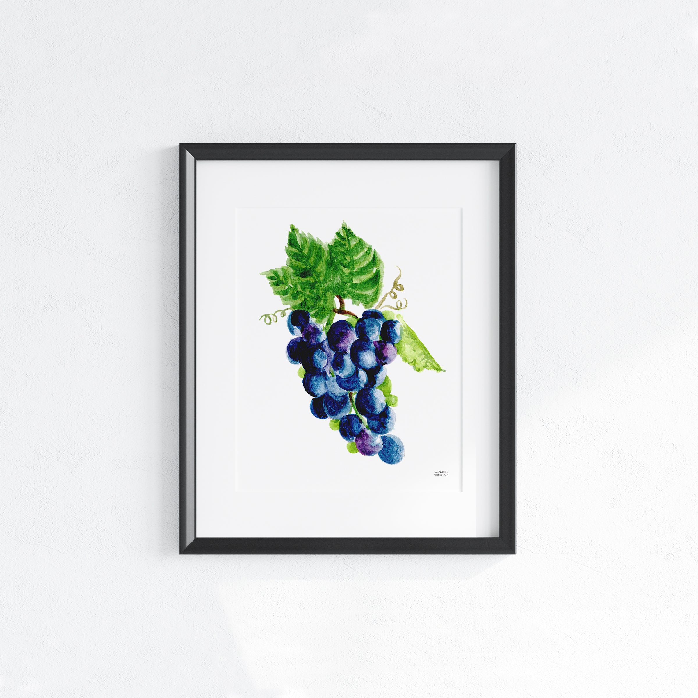 Watercolor Grapes Wall Art Print Unframed